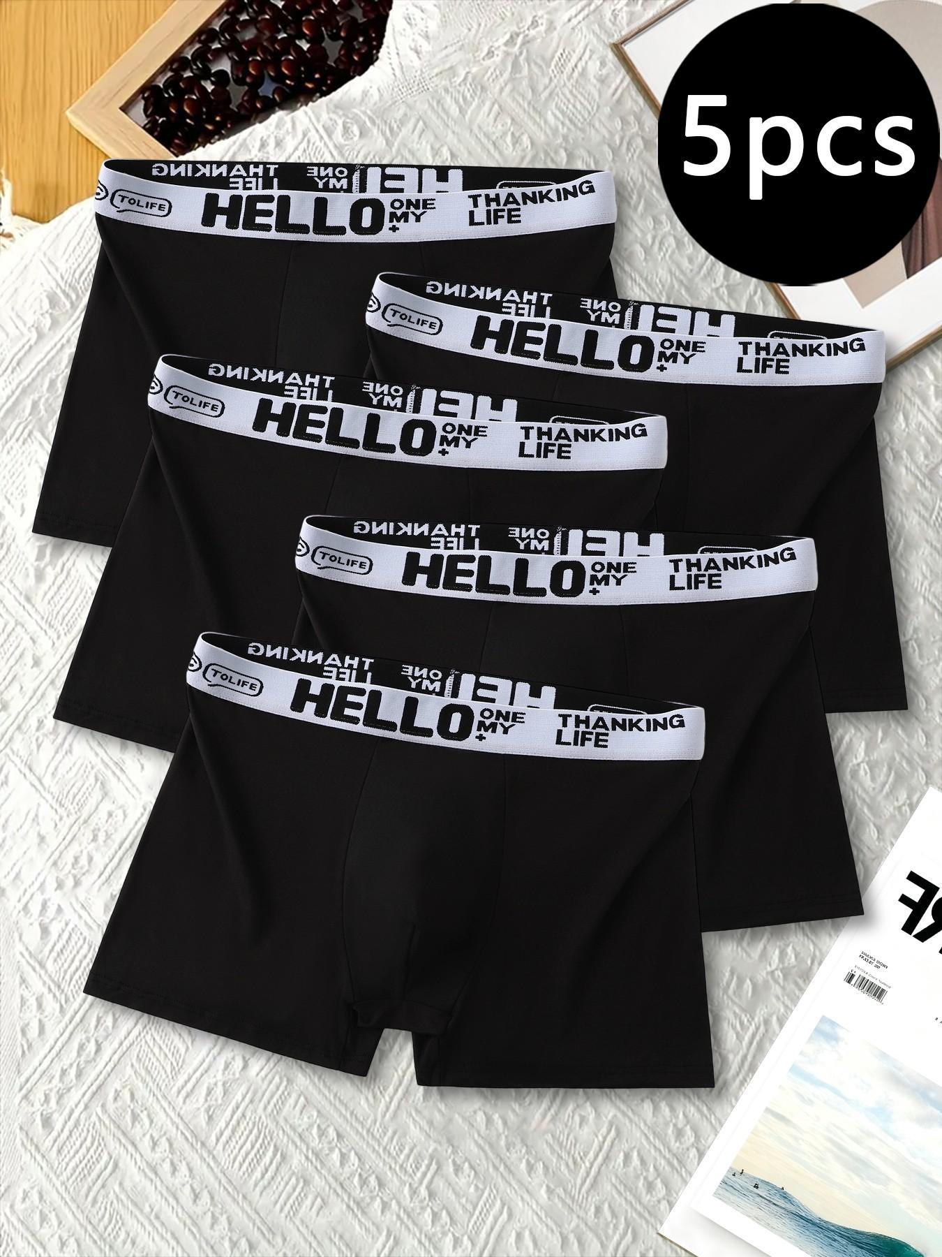Black men's boxer briefs | HELLO printed waistband | soft and breathable underwear