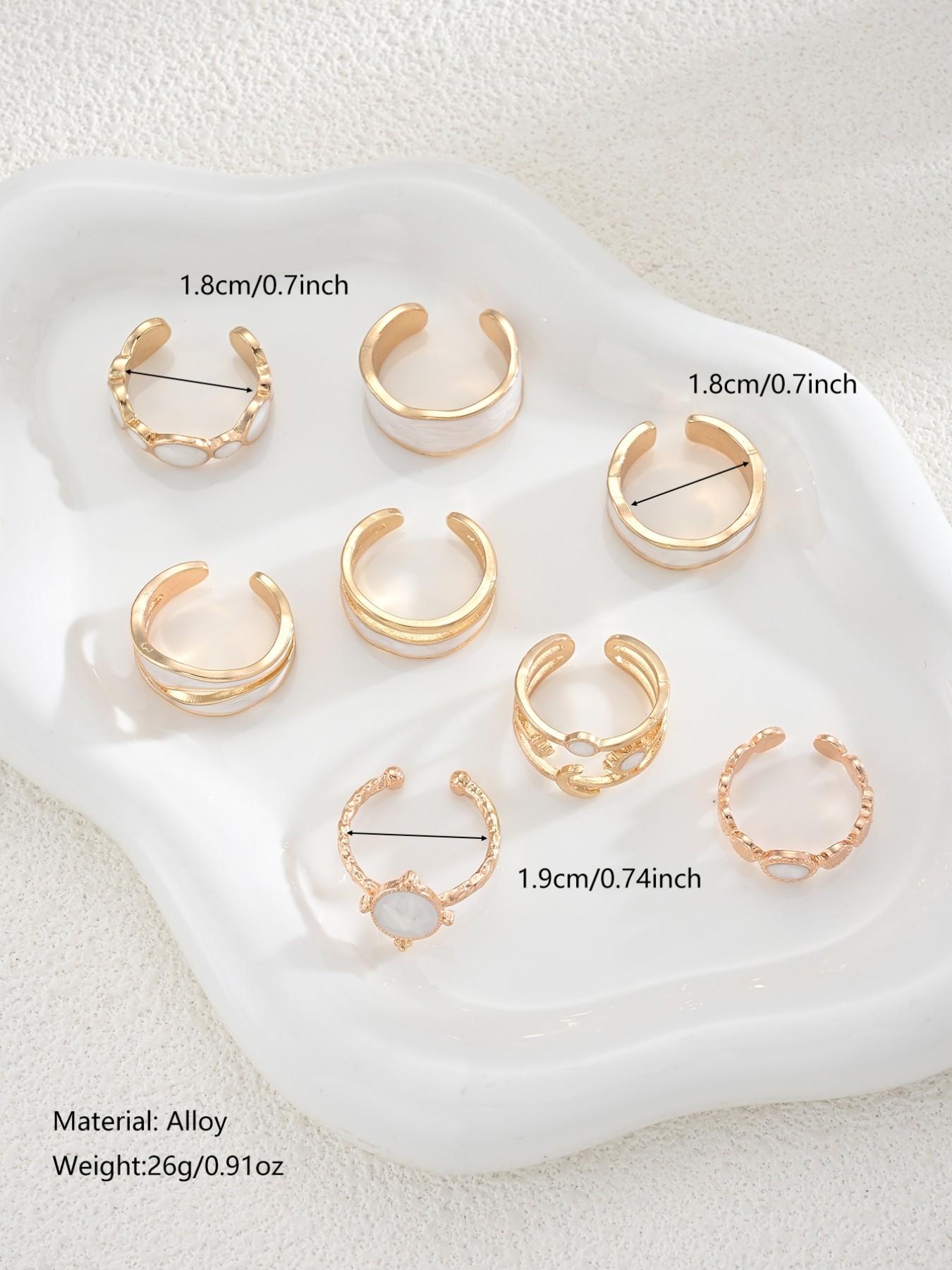 8-Piece Women's Ring Set, Elegant Floral Design, Nature Inspired Rings, Vintage Style, Stackable Rings, Jewelry Gift for Parties, Dates, Birthdays
