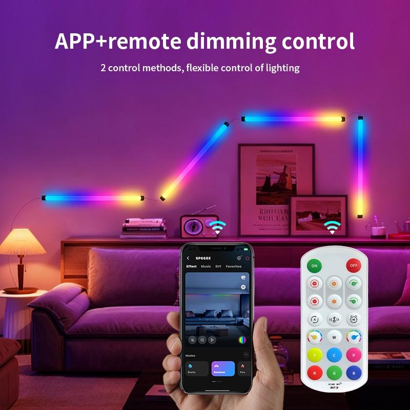5V Smart RGB-IC lamp tube ,Corner atmosphere lamp, Modern Mood Lighting, Music Sync, Wireless Home Decor, APP Control, Ideal for Living Room, Bedroom, Gaming TV, Halloween Decoration,USB power supply, controlled bymobile app,Ambient lights