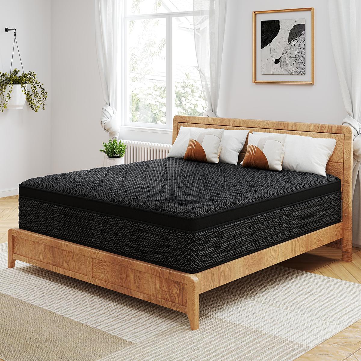 MULINATURE 12" 14" Gel Memory Foam Mattress Hybrid Spring Twin Full Queen King Size Bed In A Box Medium Firm Comfort Body Support Mattresses Cool Black MULINATURE 12" 14" Gel Memory Foam Mattress Hybrid Spring Twin Full Queen King Size Bed In A Box Medium Firm Comfort Body Support Mattresses Cool Black