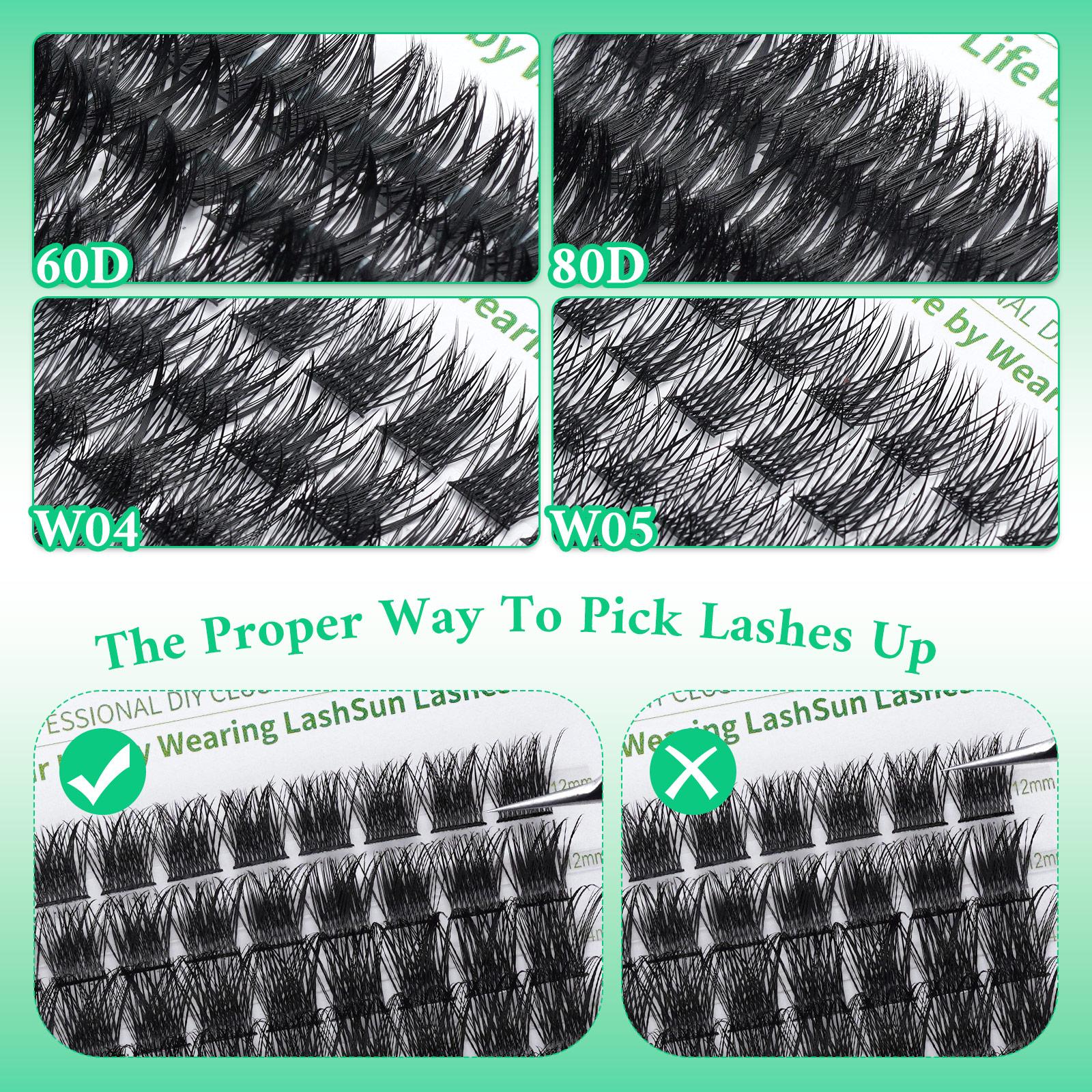 Individual False Eyelashes Set, 8-16mm Wispy False Eyelashes, Eyelash Clusters, with Bond&Seal Eyelash Extension Glue Lash Remover Lash Brush Lash Curler Lash Applicator, Cosmetic Eyelash Extension, DIY Eyelash Extensions