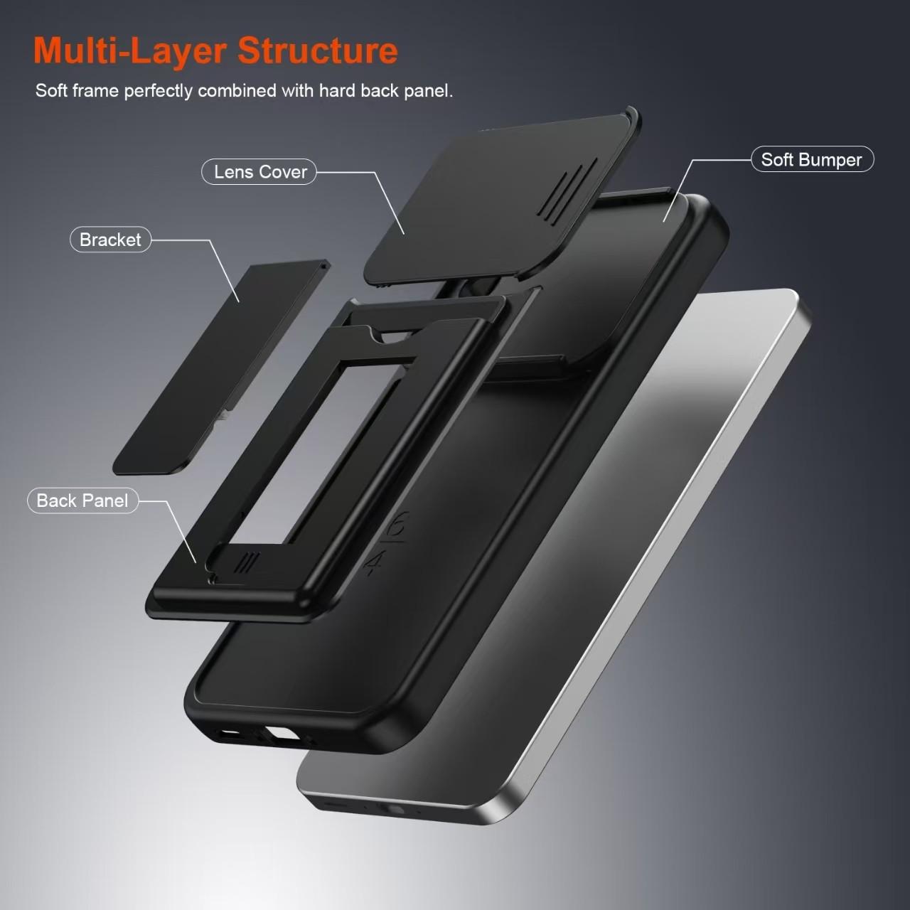 FOR Samsung Galaxy S26 Ultra ,S26PLUS,S26,A57/A56/A37/A36/A27/A26/A17 Case, Push-Pull Lens Cover, Card Slot, Hidden Stand, Dust-Proof, Scratch-Resistant, Dual-Sided Support