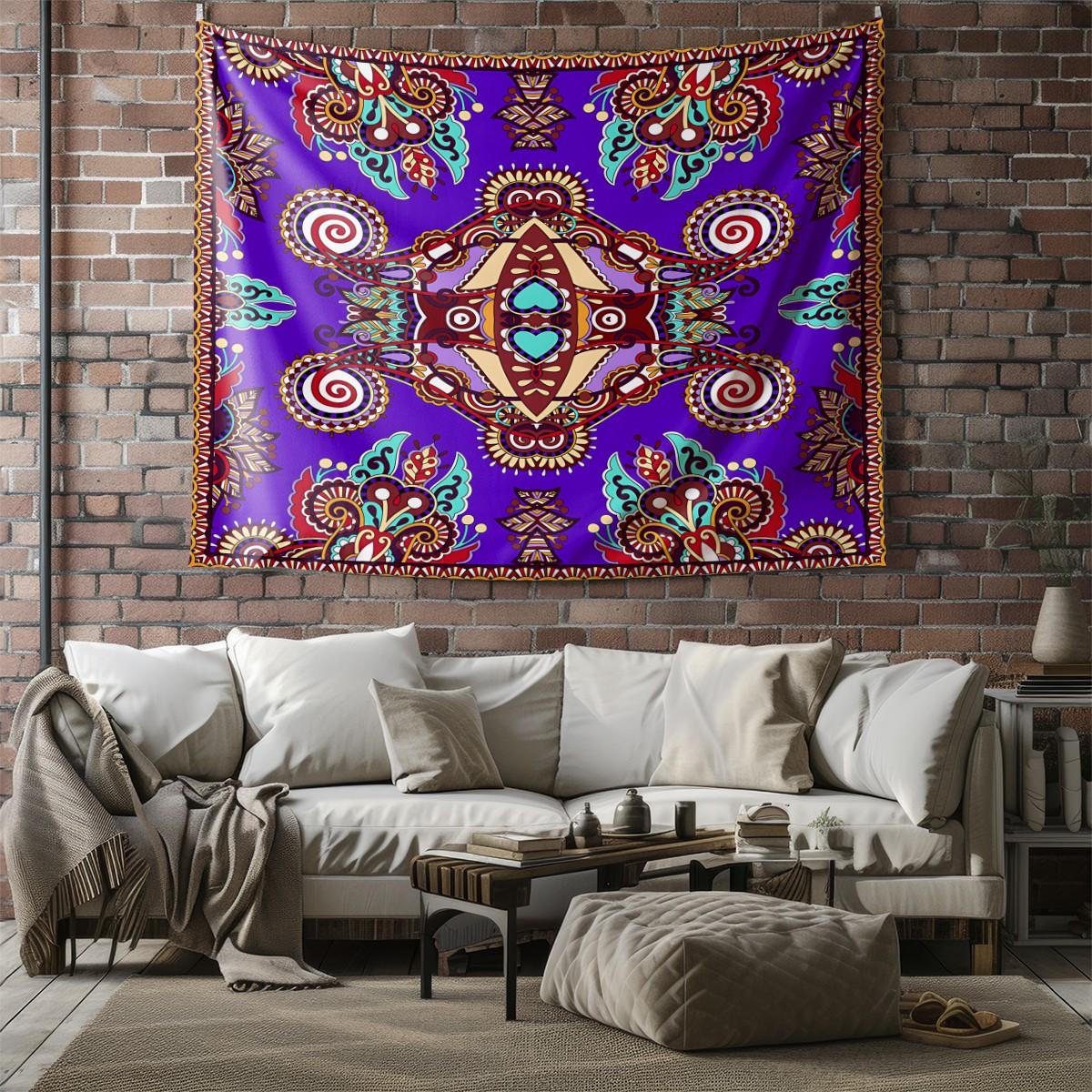 1Pcs Boho Paisley Printed Tapestry, Vintage Ethnic Style Wall Hanging, Soft Durable Decorative Tapestries, Vibrant Digital Print Art Tapestrys, Ideal for Living Room, Bedroom, Dorm, Studio, Home Wall Decor