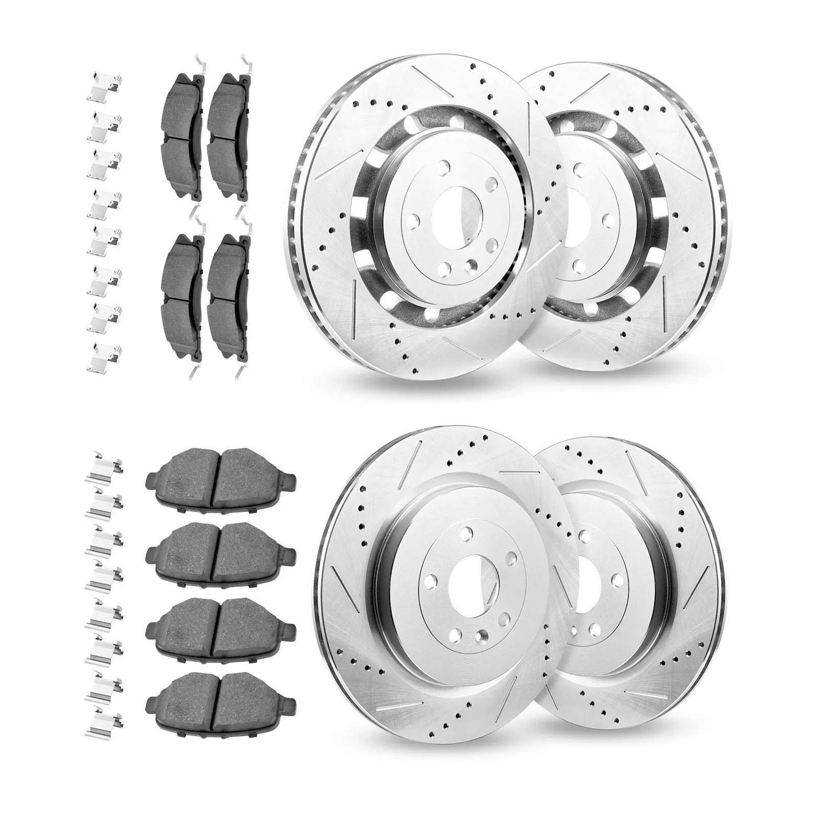 Heavy Duty Front & Rear Brake Kit with Brake Pads - Fits 2013-2015 Ford Explorer (Limited, Sport, XLT), 2018 Ford Explorer (Limited, Platinum, Sport, XLT, 2-Piston Rear Caliper)