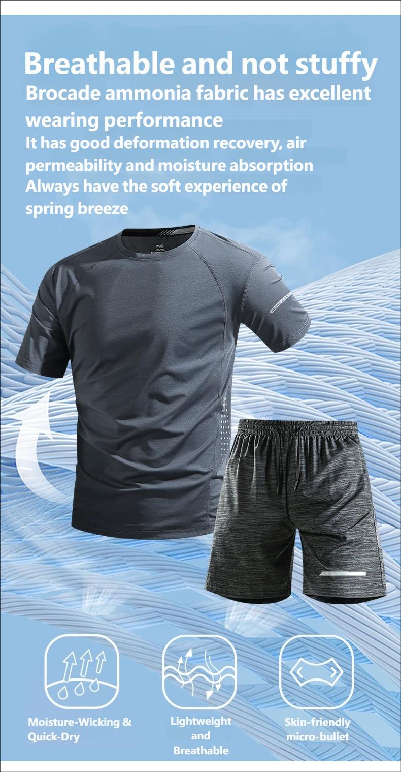 Tracksuit Men's Quick-Dry Sports Set Summer Thin Breathable Short Sleeve T shirt and Shorts Suit 2-Piece Fitness Running Training outfits Casual Wear