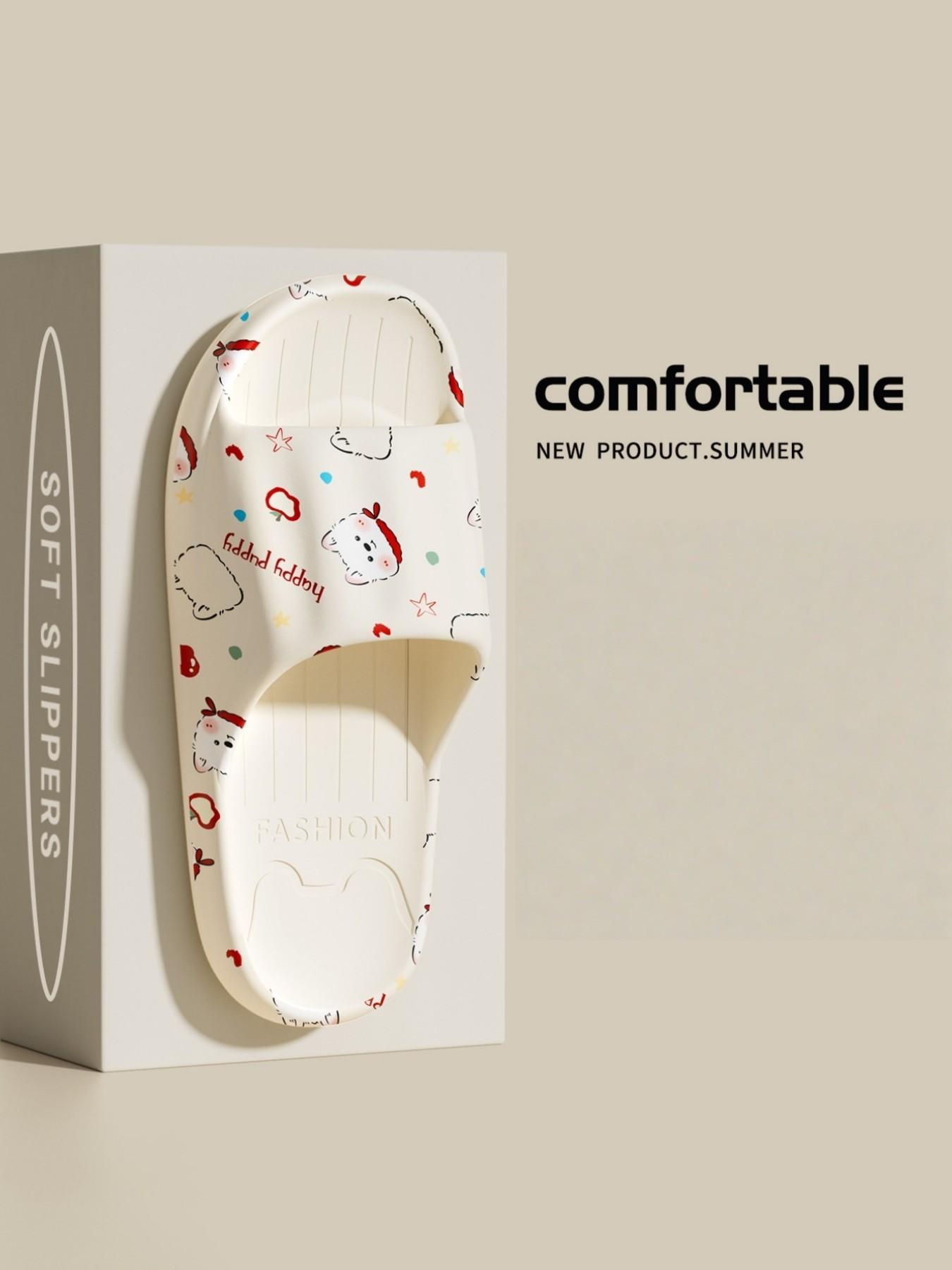 Cartoon Puppy Print Slippers, Comfortable Indoor Casual Shoes, Cute and Versatile, Perfect Gift Idea, Creative Design, All Seasons