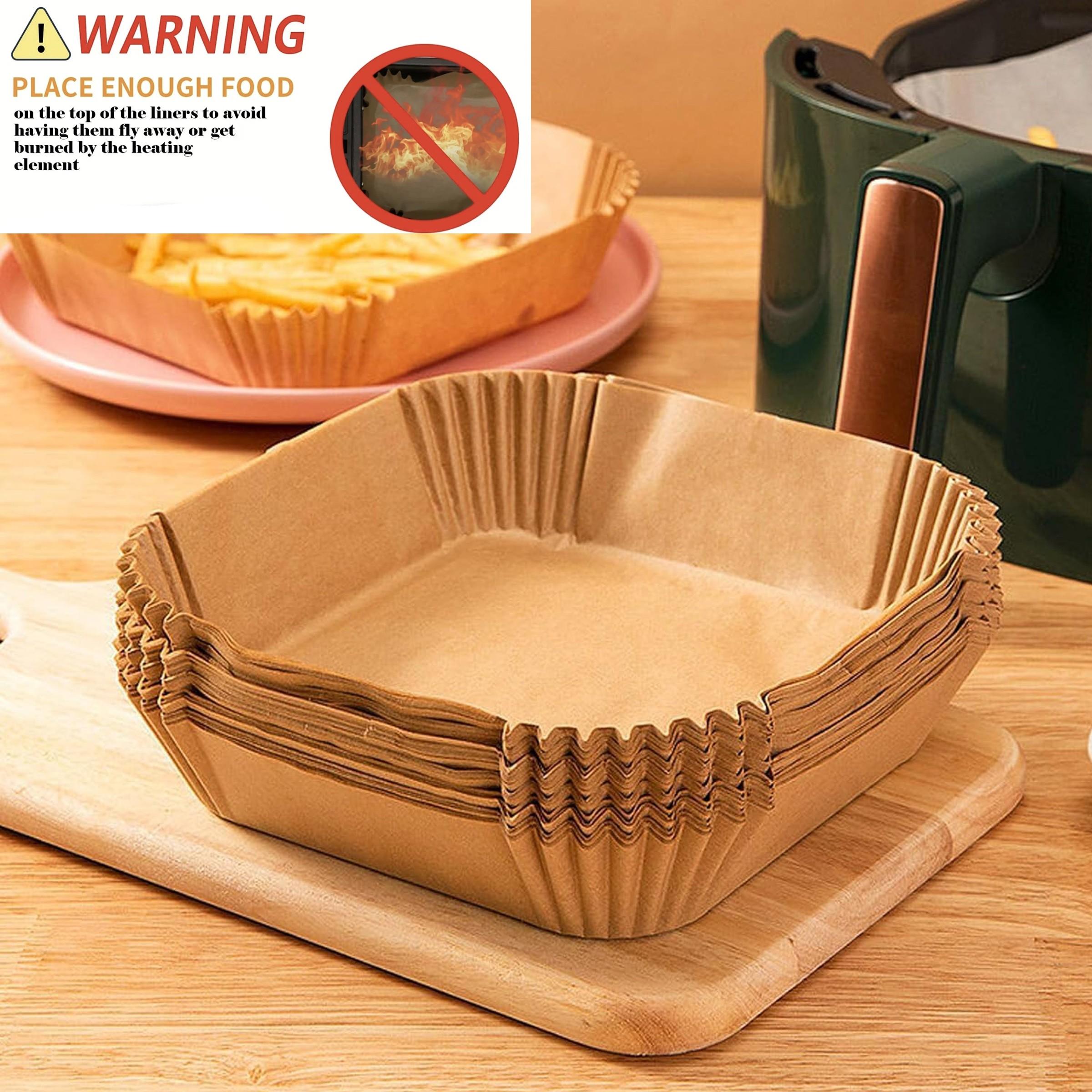 Air Fryer Disposable Paper Liners - 100Pcs 7.8In Square Parchment Paper Non-Stick Airfryer Basket Liners for Steamer Microwave Oven, Deep Fryer Parts & Accessories "STOP Scrubbing Your Air Fryer!