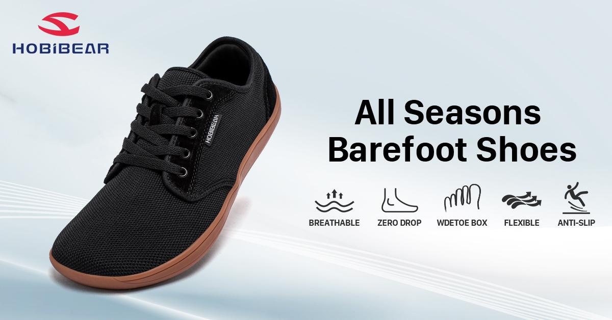 HOBIBEAR Wide Minimalist Barefoot Shoes for Men & Women - Zero Drop Sole, Optimal Relaxation, Breathable Knitted Upper, Wear-Resistant Rubber Sole, Versatile for Running, Walking, Hiking, Yoga, Gym, Weightlifting, Water Sports - Outdoorfun