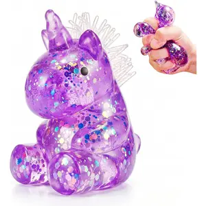 1Pcs Unicorn Stress Relief Toys Stress Balls for Adult Cute Animal Squeeze Sensory Toys Squeeze Sugar Ball Unicorn Squishy Toys for Kids Christmas Stocking Stuffer Gift ADHD Autism Anxiety(Purple)