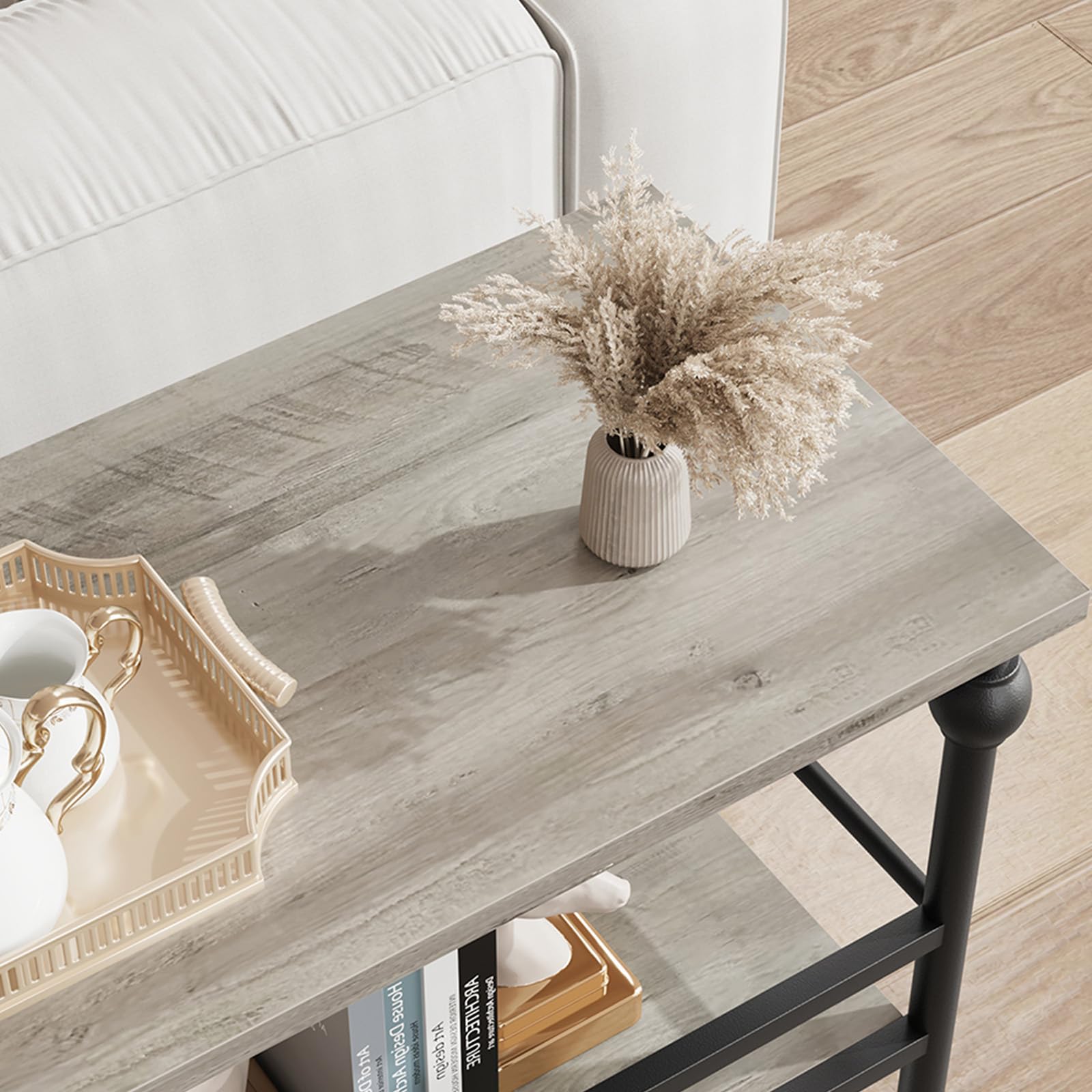 43" Extra-Space 3-Tier Console Table Narrow Sofa Side Table with Ample Shelves for Living Room, Hallway & Bedroom