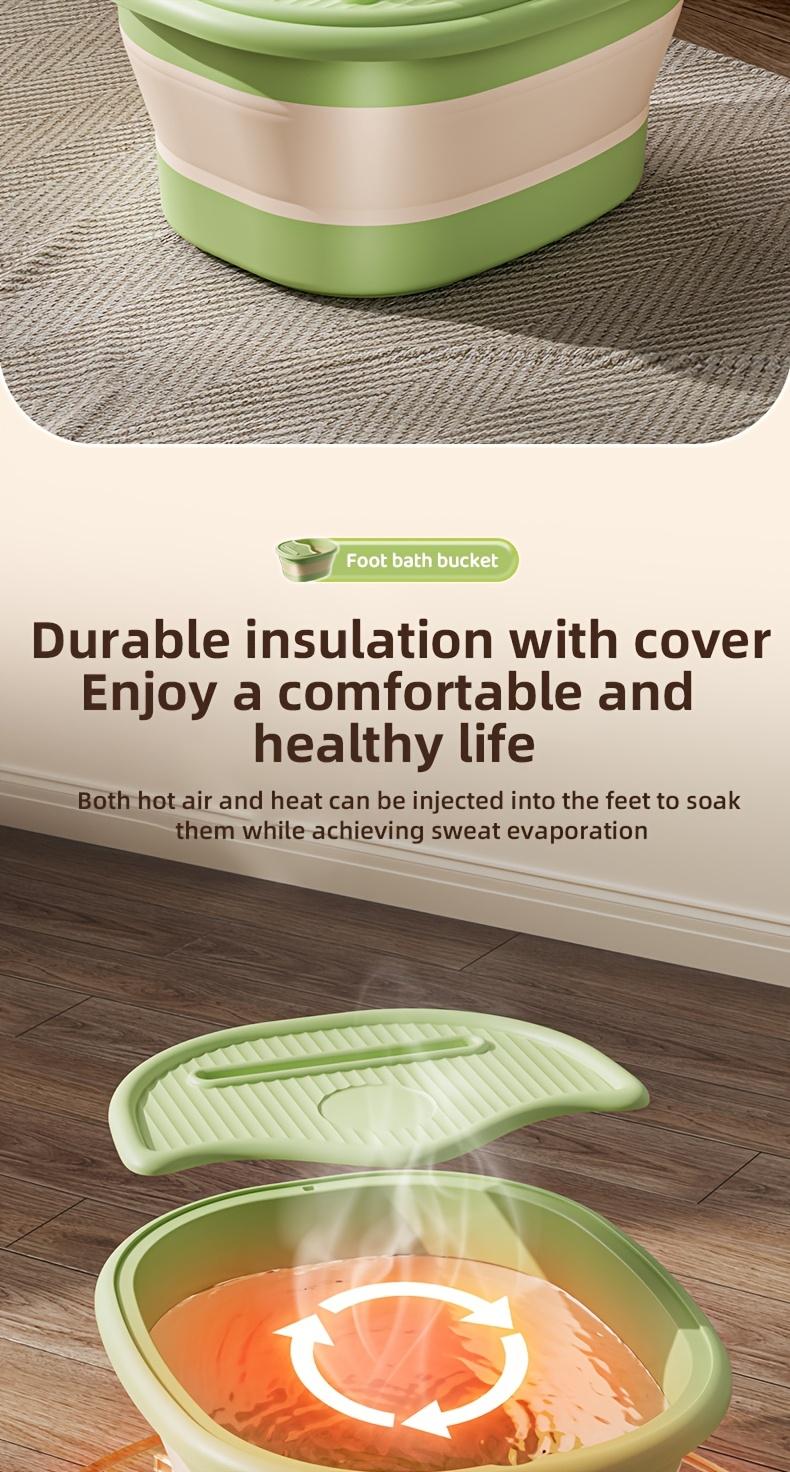Foldable Foot Spa Bucket, Portable Foot Soaking Basin with Lid, Thickened Insulation Foot Bath Tub, Suitable for Bathroom, Living Room and Bedroom