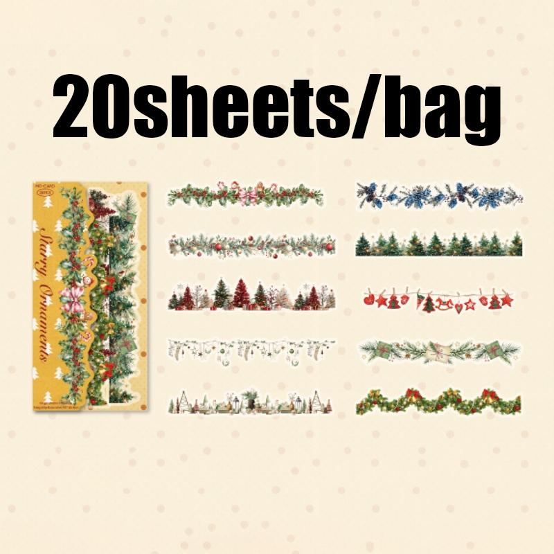 20pcs Christmas Series Pet Sticker Pack, Creative DIY Journal Collage, Phone Case Decoration, Diary Calendar Greeting Card Decor