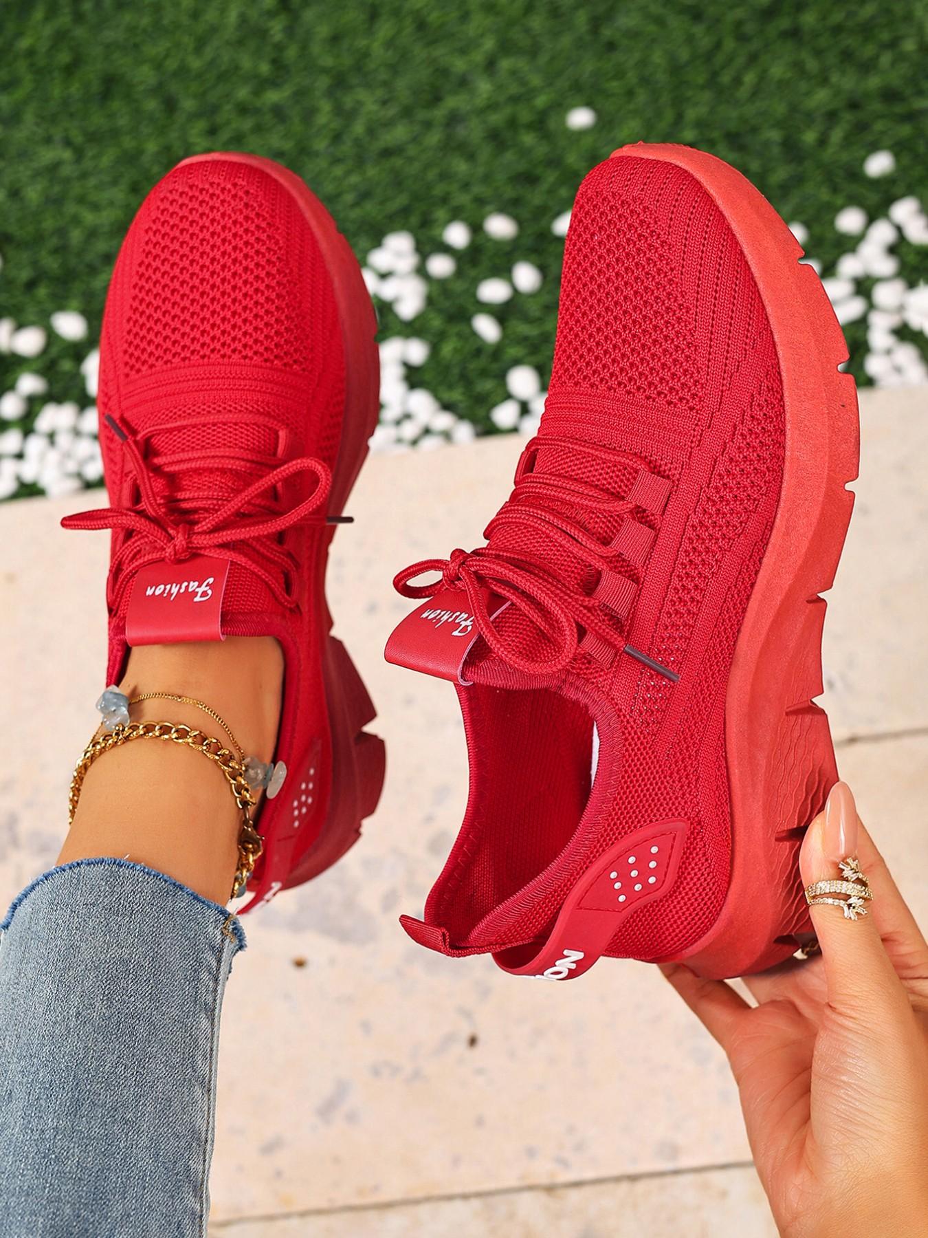 Women's White Knitted Running Sneakers - Spring/Summer New Arrival Breathable, Lightweight, Non-Slip Casual Shoes Athletic Running Shoes Suitable for Daily Outings, Fitness, and Travel