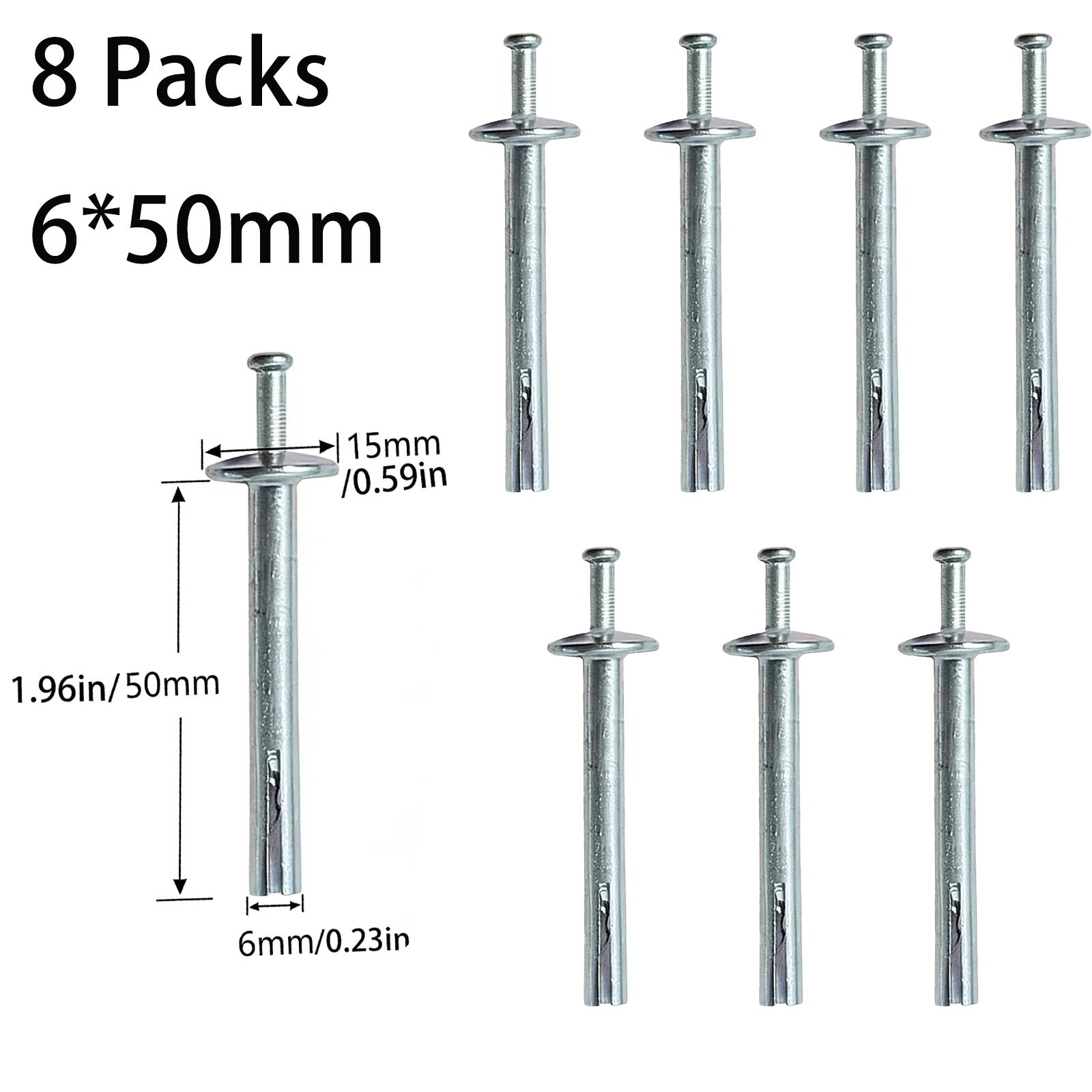 Hammer Drive Concrete Anchors 3-Step Nail-in Anchors, Rust Resistant Electro Galvanized, Expansion Bolt, Concrete Anchors for Walls Cabinets, Easy Install for Shelves Cabinets Curtains Walls Concrete Brick Block