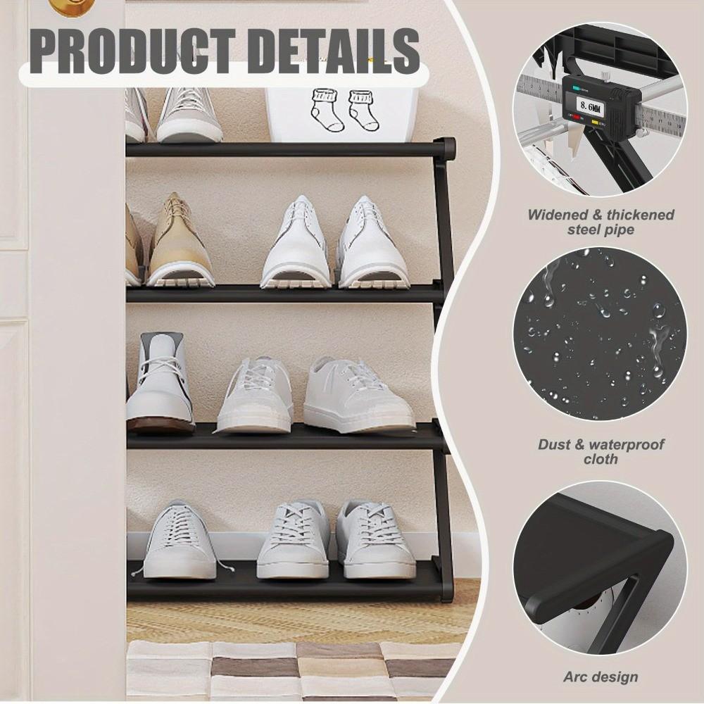 4-Layer Foldable Z-Shaped Shoe Rack, Easy Assembly, Durable Plastic, Space-Saving Design, Ideal for Home, Dormitory, Entrance