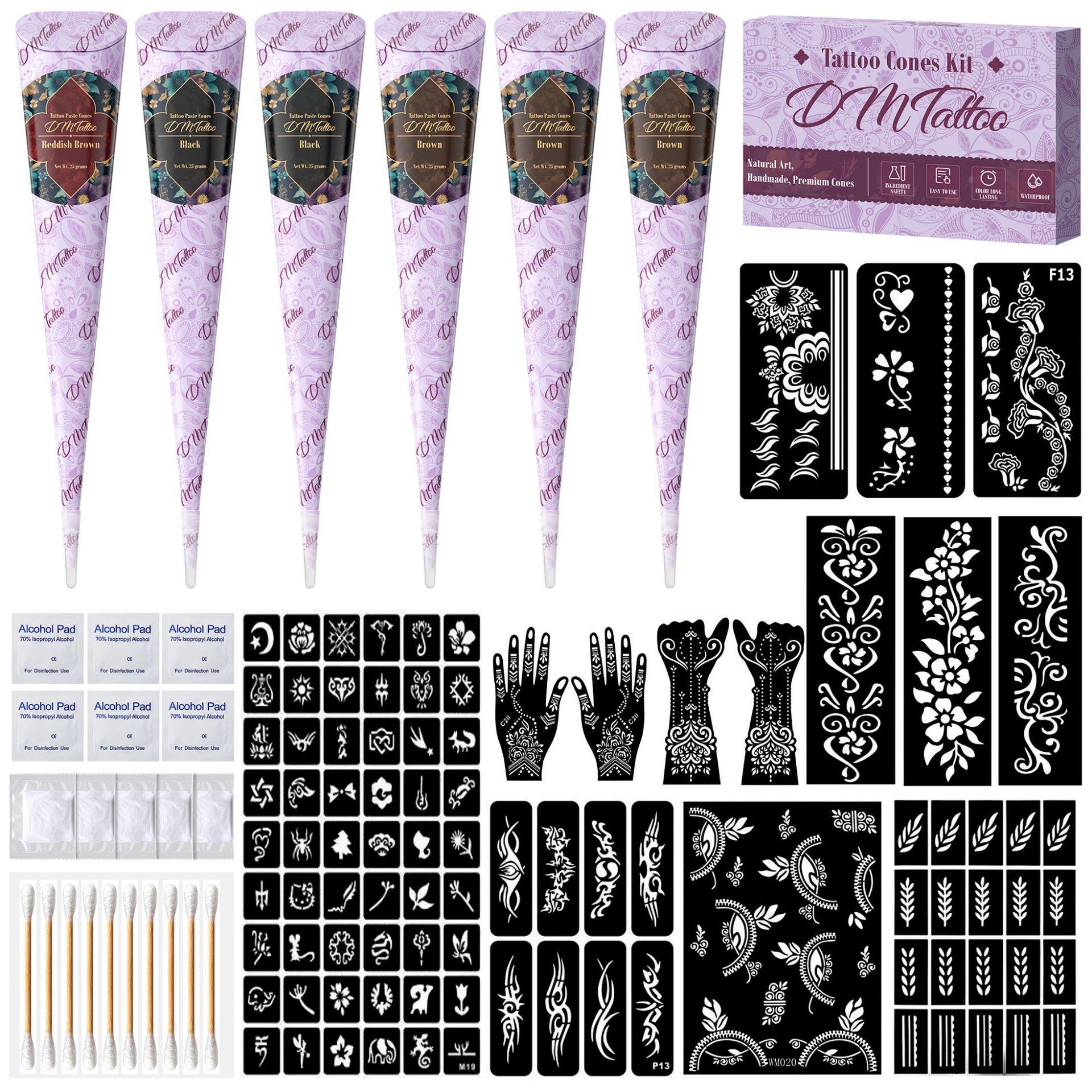 Tattoo Set Hand-Painted Paste Set Tattoo Paste Plant Temporary Hand-Painted Waterproof Body Paint Tattoo Cones