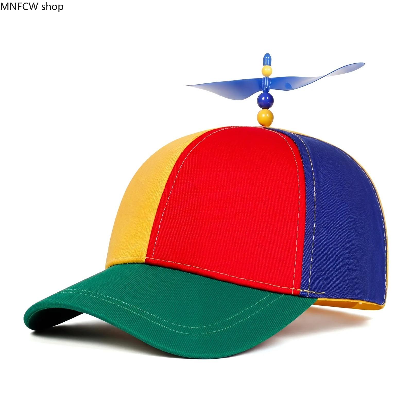 Rainbow Color-Block Propeller Baseball Cap - Casual Cotton Fashion Hat for Adults & Kids, Lightweight Novelty for Beach Sun Protection, Novelty Cap, Trendy Hat, Hats