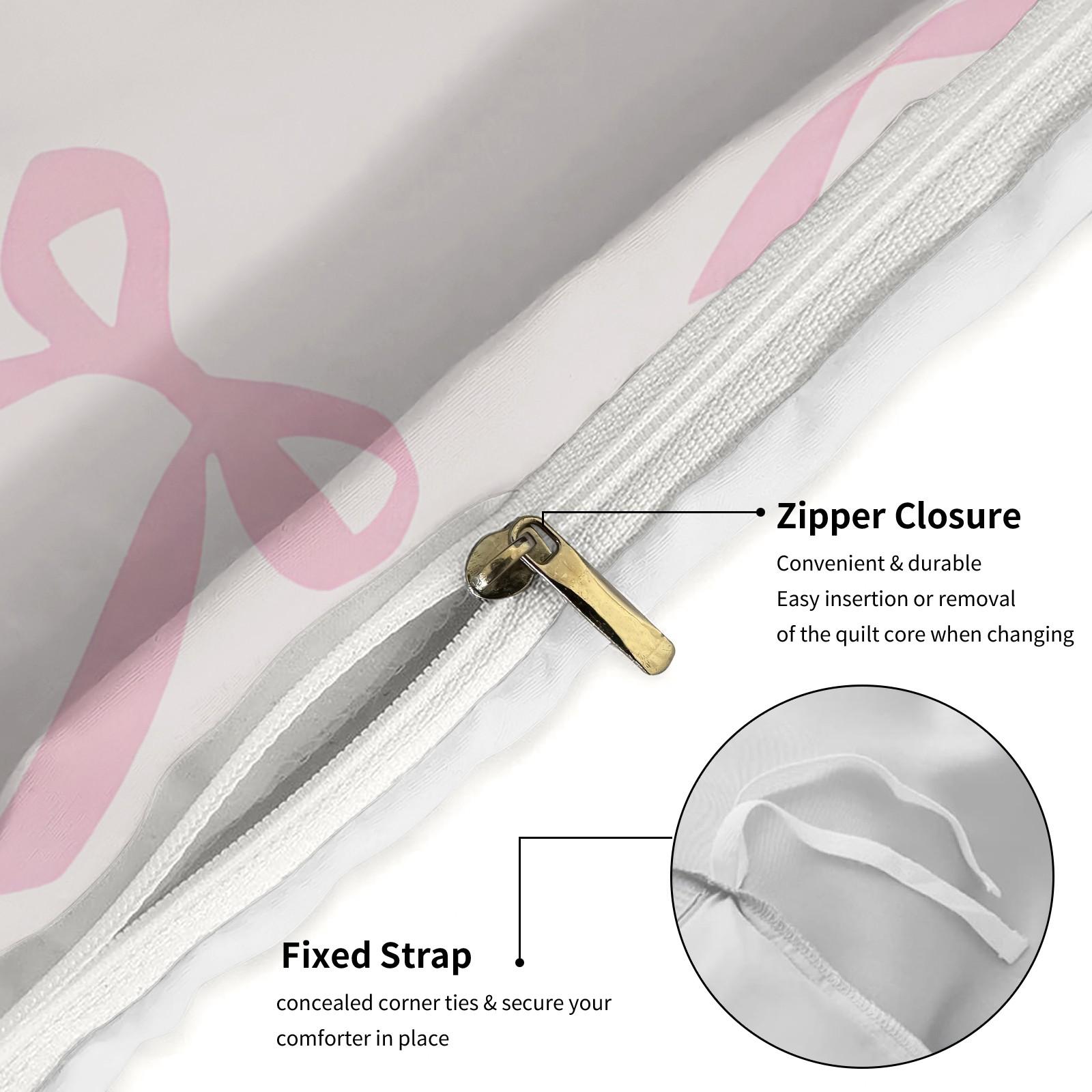 2/3 PCS Pink Romantic Ballet Bow Full Alphabet Initial Duvet Cover Set, Coquette Aesthetic Bedding with Zipper Closure for Easy Removal, Ideal Housewarming Birthday Christmas Gift, No Filling