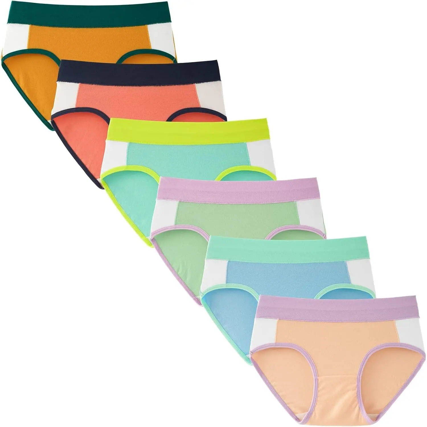 Girls' Cotton Mid Rise Underwear 6-Pack with 100% Cotton Crotch, Wide Waistband, Tagless Design, Everyday Panties for Teens Ages 8-16Gift