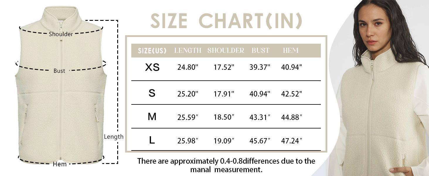 Songling  Sherpa Fleece Vest for Women Trendy Warm Sleeveless Vests Jacket Lightweight Zip Coats with Pockets Fall Outerwear Womenswear Fabric  Soft Outdoor