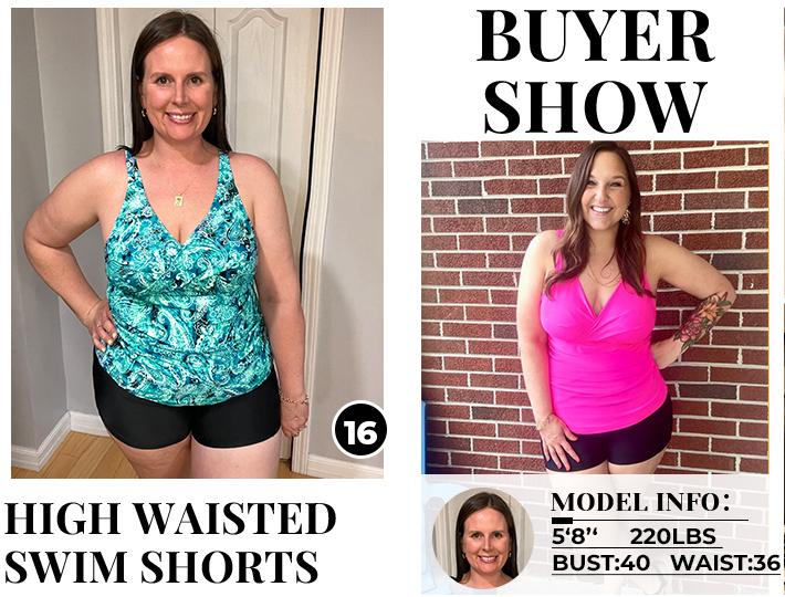 Aqua Eve Plus Size Tankini with Shorts Two Piece Swimsuits Tummy Control Bathing Suits for Women