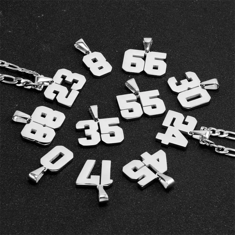 Men’s Personalized Number Pendant Necklace, 24in Stainless Steel Sports Number Chain, Waterproof Football Basketball Team Style Jewelry, Trendy Athlete Necklace for Daily Wear, Birthday, Graduation & Sports Fan Gifts