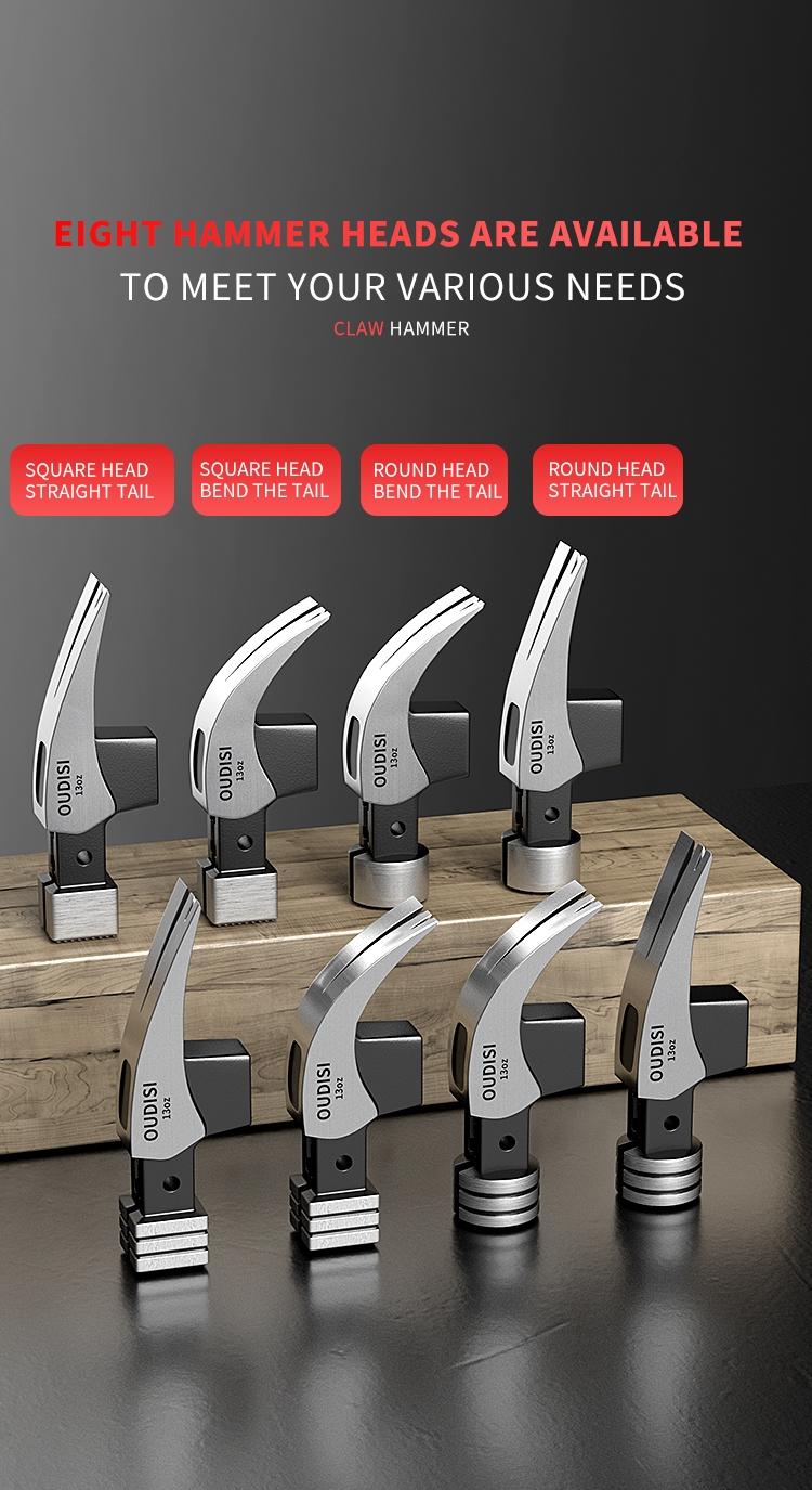 1 Multi-Function Heavy-Duty Claw Hammer Double-Sided Claw Hammer Woodworking Nail Puller Non-Slip Grip Durable and Sturdy Ideal for Woodworking, Construction, Auto Repair, Camping, Emergency Escape Industrial and Household Use Clawhammer