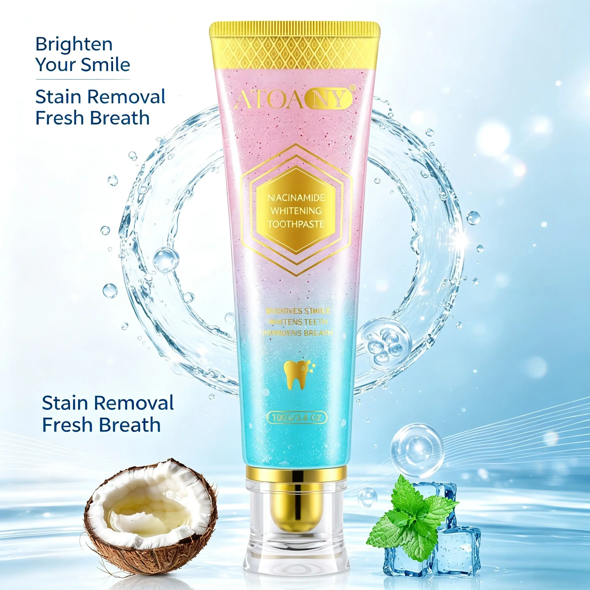 Atoany Niacinamide Toothpaste 100g, Nicotinamide Toothpaste, Perfect Oral Care, Fresh Breath, Confident Smile, Daily Use, Contains Niacinamide, Balm Form