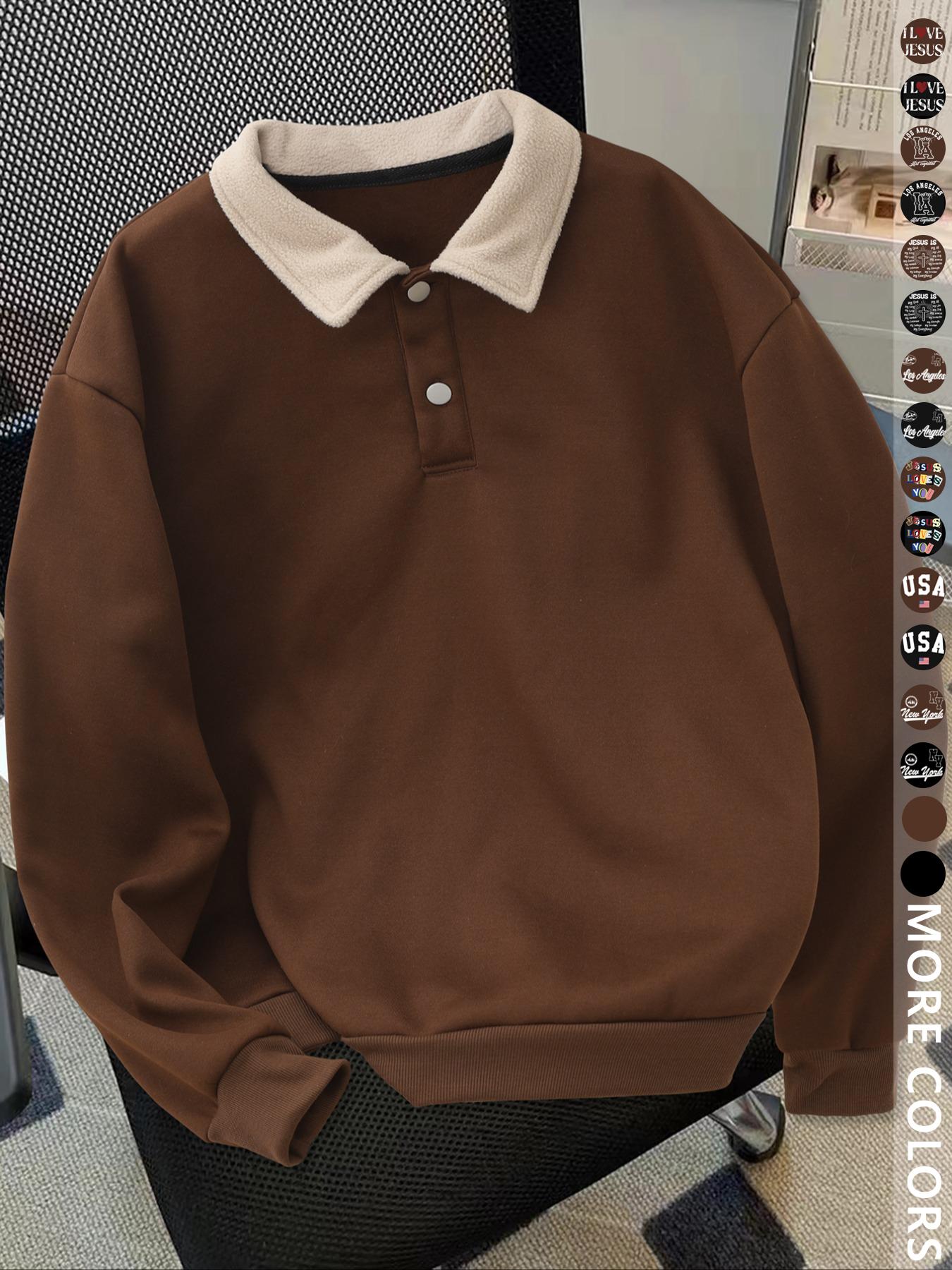 Men's Y2K Autumn Winter Thickened Retro British Style Aesthetic Lamb Wool Collar Polo Shirt, Unisex Casual Fashion, All Seasons Wear