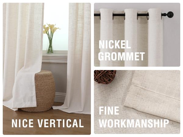H.VERSAILTEX Extra Long Linen Curtains for Living Room Set of 2 Panels Grommet Drapes Linen Fabric Privacy Curtains for Patio Door