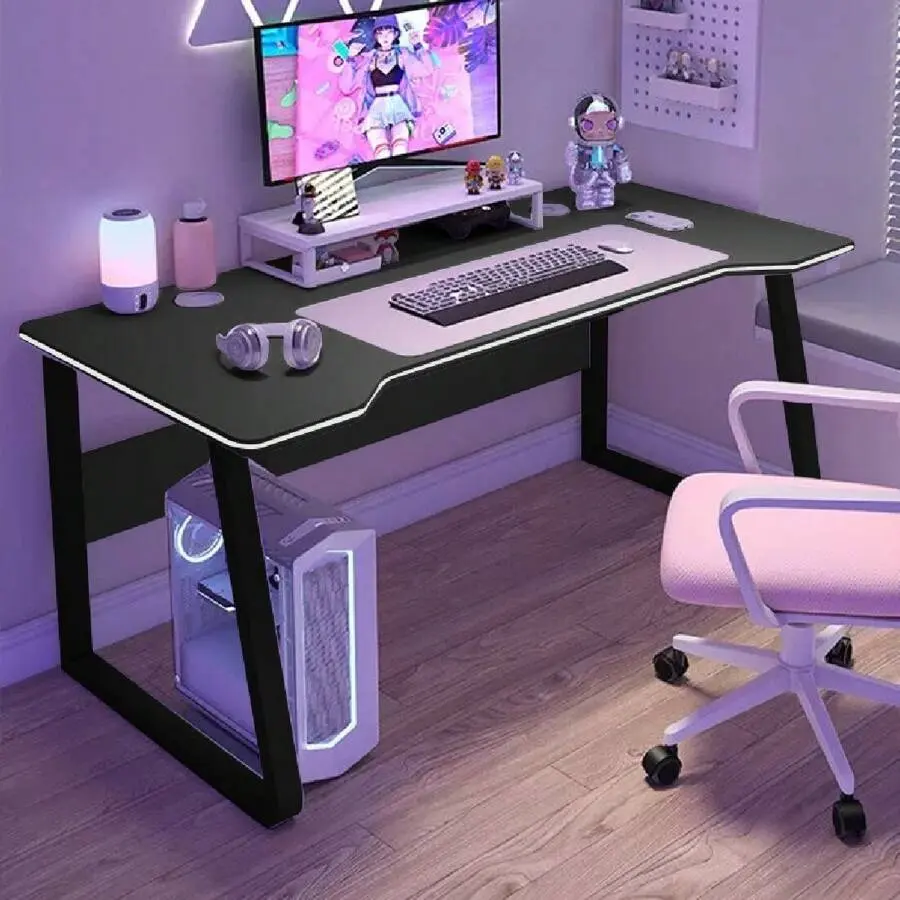 Modern Simple Style Rectangular Wood Gaming Desk - Multi-Functional PC Compatible Office Desk for Home Office, Student Use