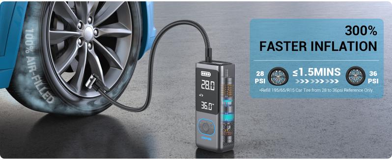 150PSI Cordless Tire Inflator Portable Air Compressor,4+N Auto Stop Modes,Digital Gauge,Light weight,8000mAh Deflation Air Pump,E-bike,Motorcycle,Car,ball 150PSI Cordless Tire Inflator Portable Air Compressor,4+N Auto Stop Modes,Digital Gauge,Light weight,8000mAh Deflation Air Pump,E-bike,Motorcycle,Car,ball