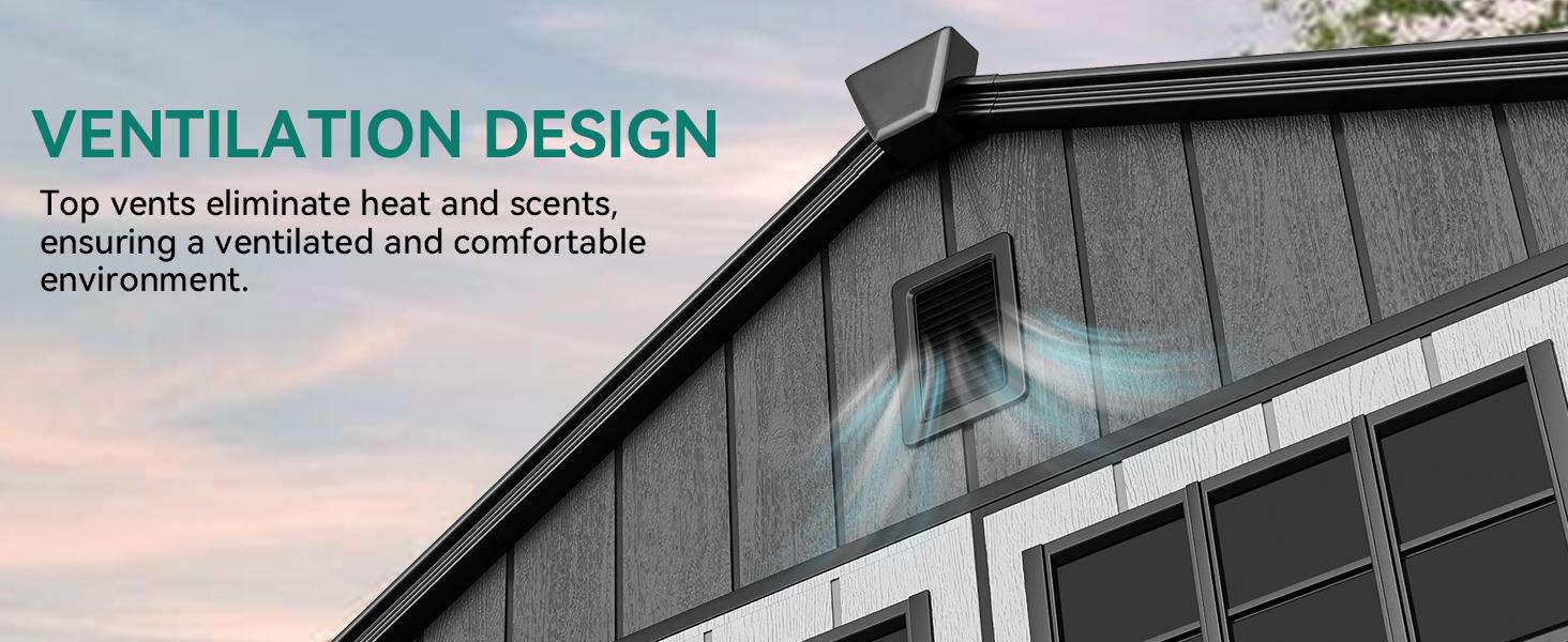 Yitahome 8x10 FT Outdoor Storage Shed with Floor, Plastic Garden Shed for Bikes, Tools, and Pool Supplies, Outdoor Resin Shed with Lockable Doors, Windows, and Vents for Patio, Lawn, Backyard