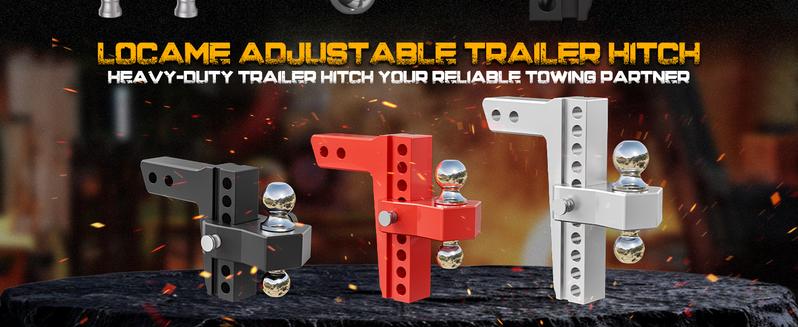 LOCAME Adjustable Trailer Hitch, Fits 2.5-Inch Receiver Only, 6-Inch Drop/Rise Aluminum Drop Hitch,18,500 LBS GTW-Tow Hitch for Heavy Duty Truck with Double Stainless Steel Locks, Black, LC0025
