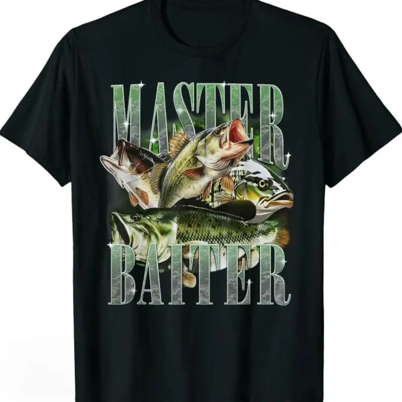 Men's Funny Fishing Printed T-Shirt, Casual 100% Cotton Streetwear with Short Sleeves, All Seasons Gift for Dad, Tshirt, Top, Short Sleeve Tee, True To Size, Basic, Round Neck, Shortsleeve, Menswear, Pure Cotton, U.s. Factory, Funny Fish Art, Chic, Classi