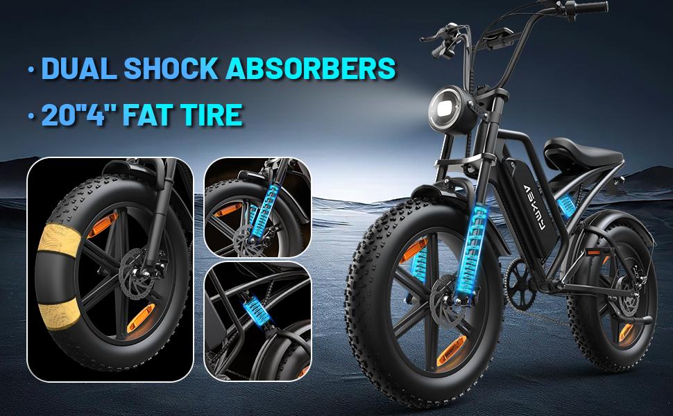 (12 MONTH WARRANTY) ASKMY Electric Mountain Bike with 35 MPH in the pure electric mode, paired with pedal assist;15 Ah battery; 20'' * 4'' fat tires; 7 speed gears; eco-friendly e-bike for adventure lovers, hunting lovers, urban youths on virous terrains