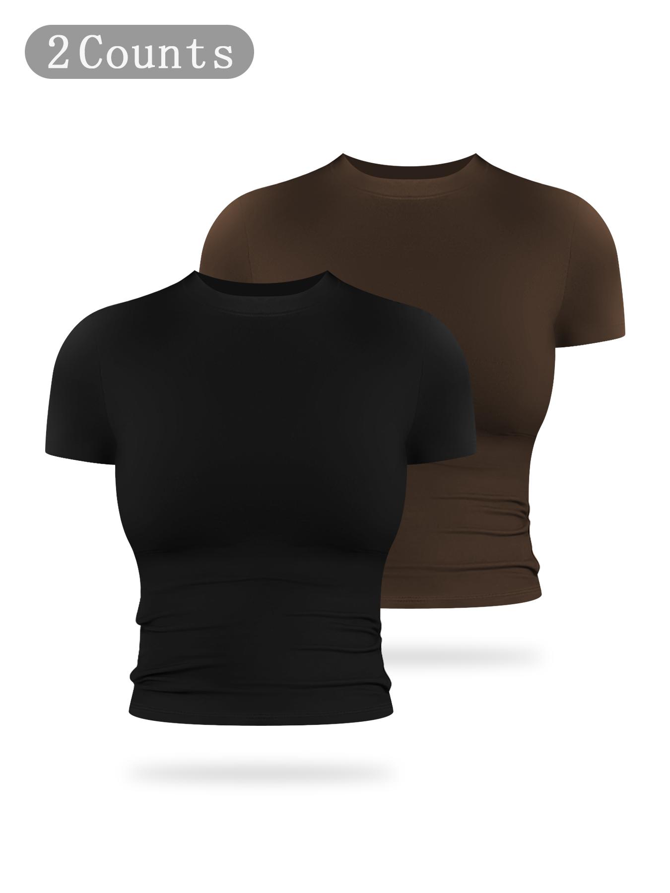 Women's Solid Color Sports Tee, Casual Comfy Breathable Short Sleeve T-shirt for Yoga Gym Workout Running, Ladies Sportswear for All Seasons