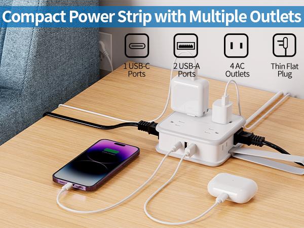 NTONPOWER Flat Plug Power Strip, 5 ft Extension Cord with 8 Widely Outlets and 3 USB Ports, 3 Side Outlet Extender, Wall Mount, Overload Potection, Compact Power Strip for Home, Dorm Room Essentials NTONPOWER Flat Plug Power Strip, 5 ft Extension Cord with 8 Widely Outlets and 3 USB Ports, 3 Side Outlet Extender, Wall Mount, Overload Potection, Compact Power Strip for Home, Dorm Room Essentials