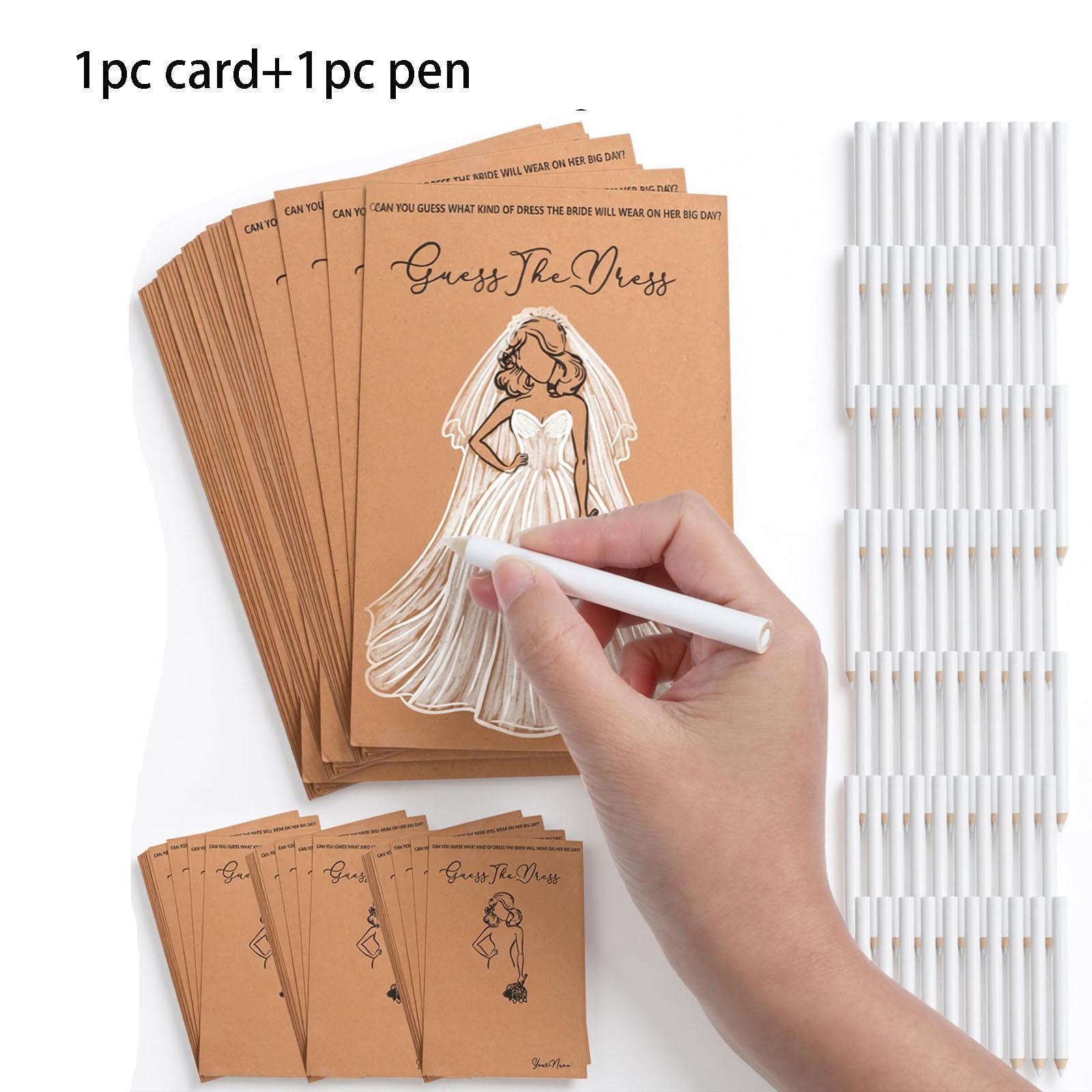 30-Piece Bride Party Game Set, DIY Bridal Dress Drawing Cards, Water-Soluble Pencils, Wedding Decor, Birthday Party Fun