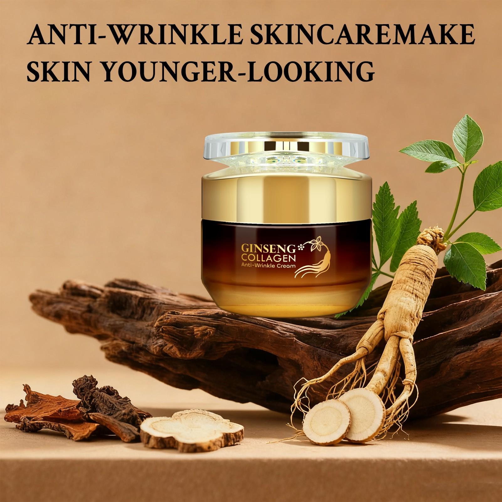 50g Ginseng Collagen Anti-Wrinkle Face Cream, Niacinamide, Shea Butter, Hyaluronic Acid, Moisturizing, Brightening, Hypoallergenic, All Skin Types