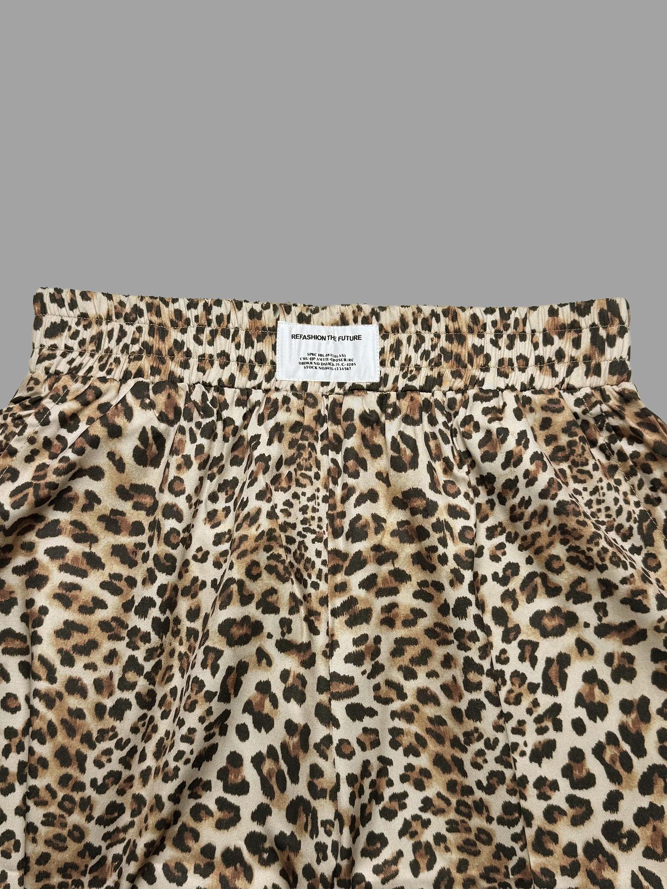 Women's Leopard Print Wide Leg Pants, Casual Loose-Fitting H-Type Trousers, Stylish Fabric Design, Perfect for Daily Wear