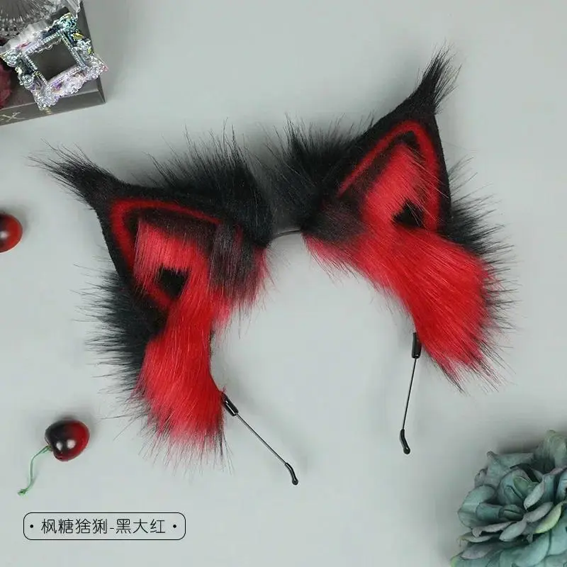 Plush Wolf Cat Ears Headband Furry Faux Fur Ear Hairbands Fluffy Animal Fox Hair Hoop Cosplay Lovely Realistic Hair Accessories