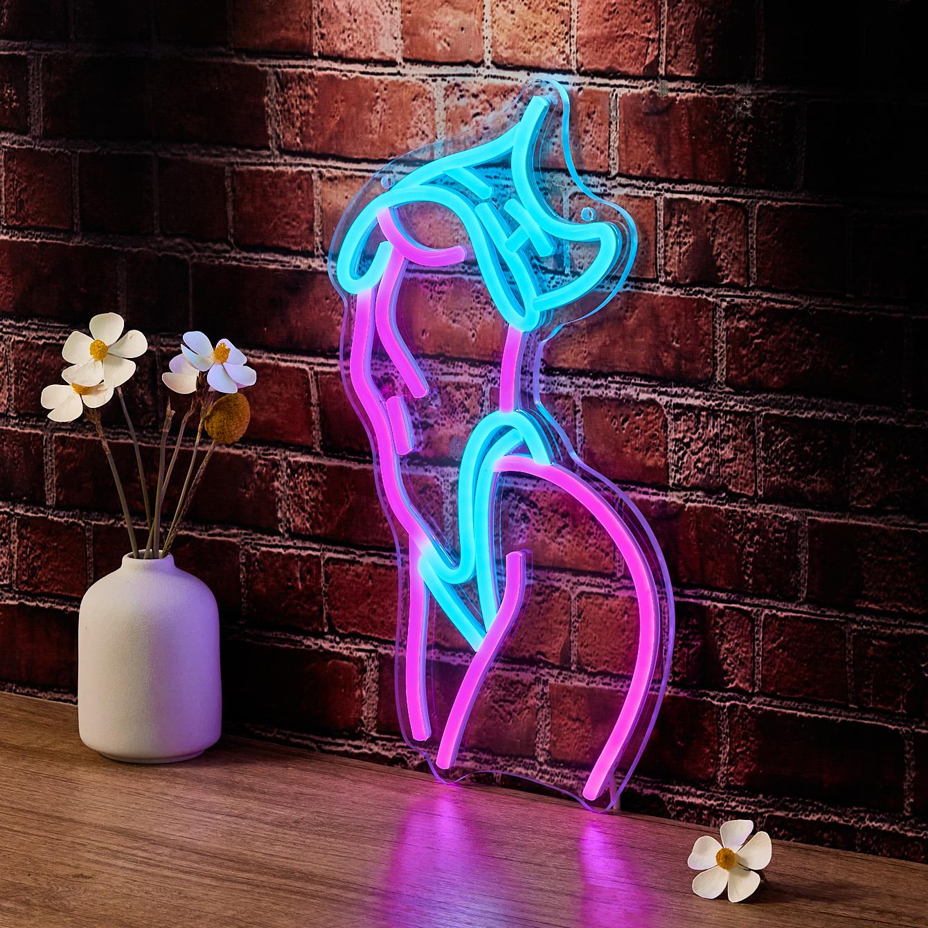 Abstract Figure Design LED Neon Light, USB Powered Creative Fashionable LED Neon Lamp with Switch, Decorative LED Light for Home Living Room Bedroom Party, Multifunctional Lighting