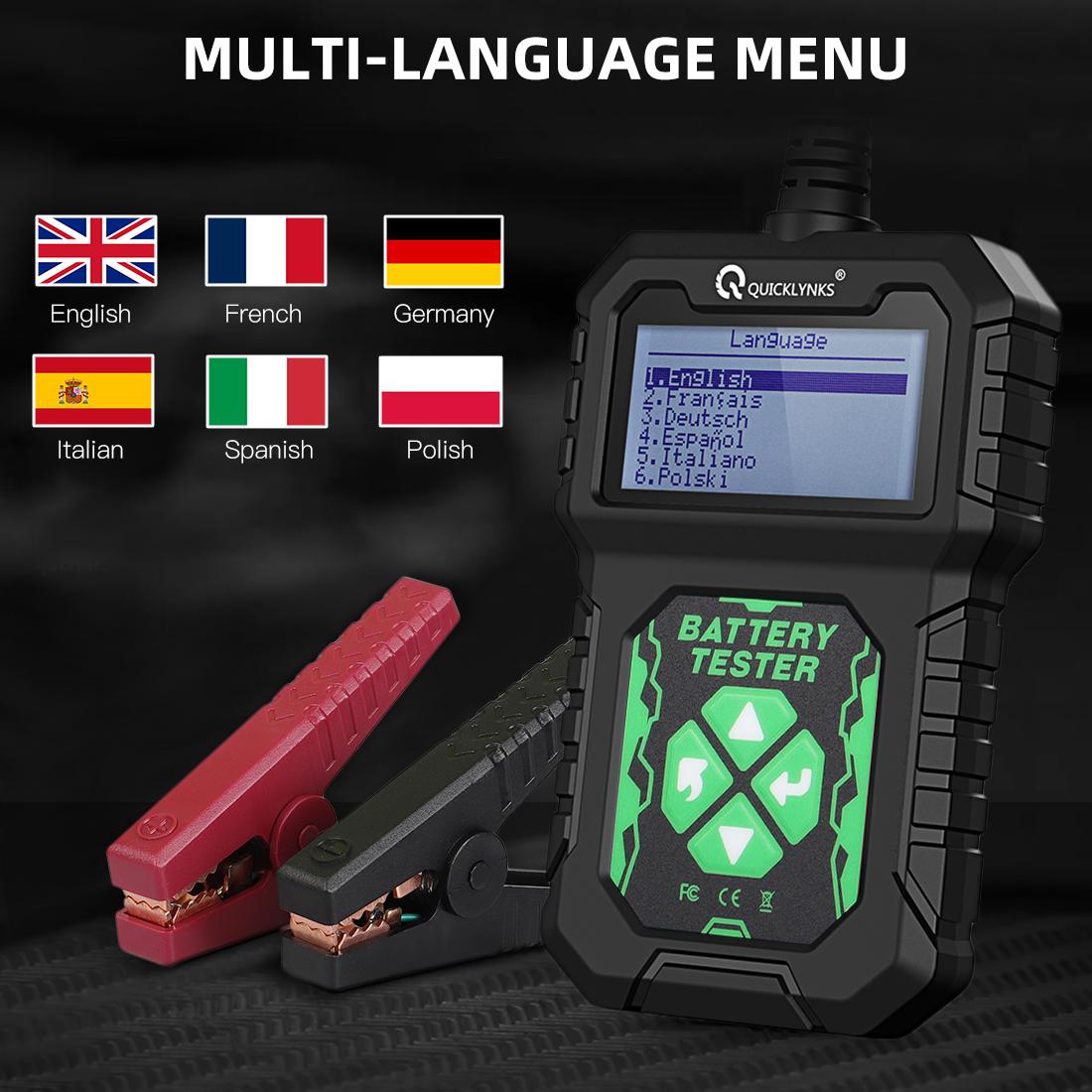 QUICKLYNKS-BA107 12V Lead Acid Battery Tester for Cars and Motorcycles, Charging System Test Tool 100 to 2000 CCA Diagnostic Measuring Instrument QUICKLYNKS-BA107 12V Lead Acid Battery Tester for Cars and Motorcycles, Charging System Test Tool 100 to 2000 CCA Diagnostic Measuring Instrument