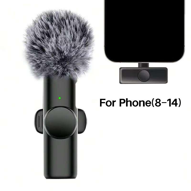 Wireless Mini Microphone for iPhone and Typec Interface, Bluetooth-compatible Lavalier Lapel Mic for Video Recording and Podcast, Plug and Play 2.4g Ultra-Low Delay for Interviews and Vlogs