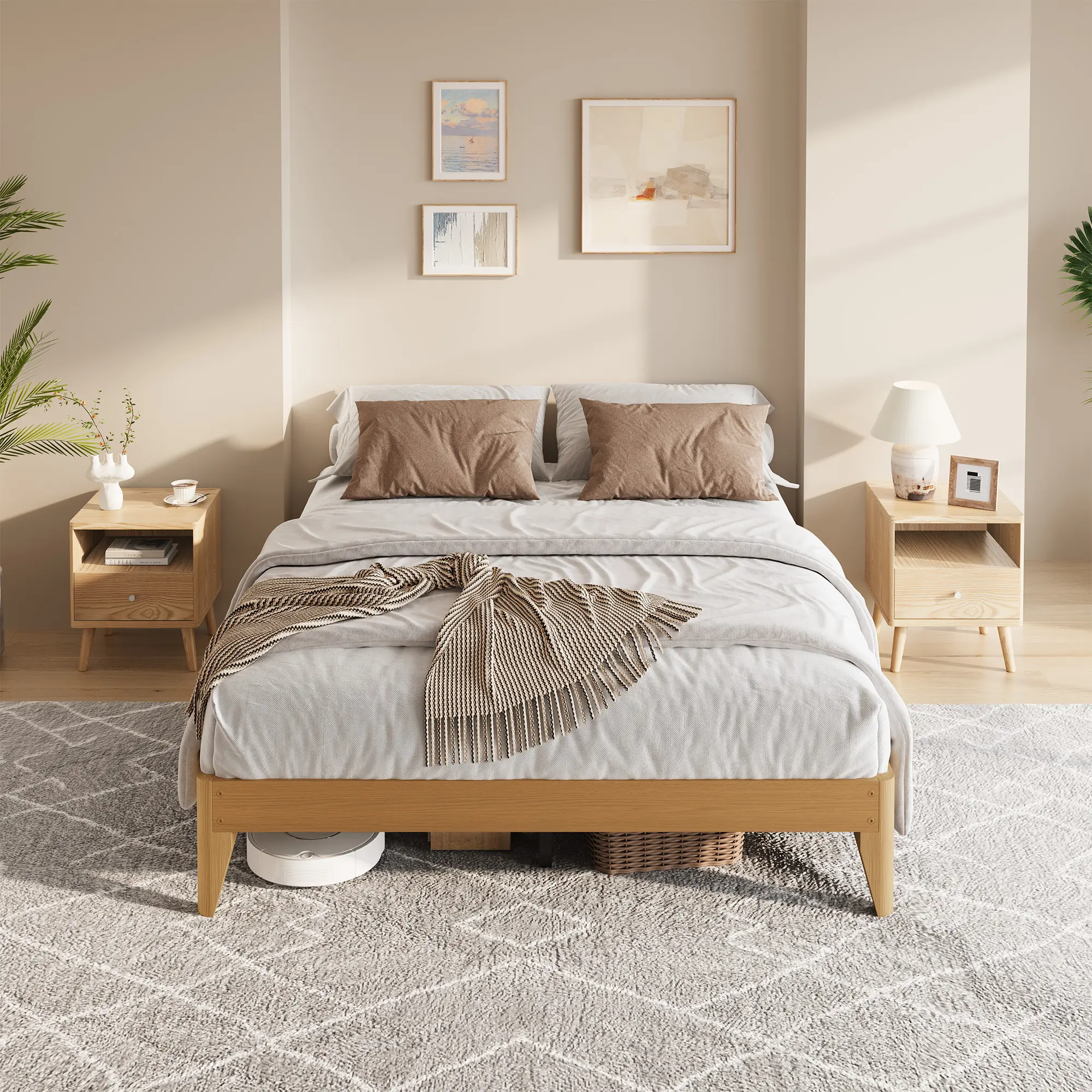 Sturdy Wooden Platform Bed Frame – Strong Slats, 7.5" Underbed Storage, Noise-Free, No Box Spring Needed, Easy Assembly