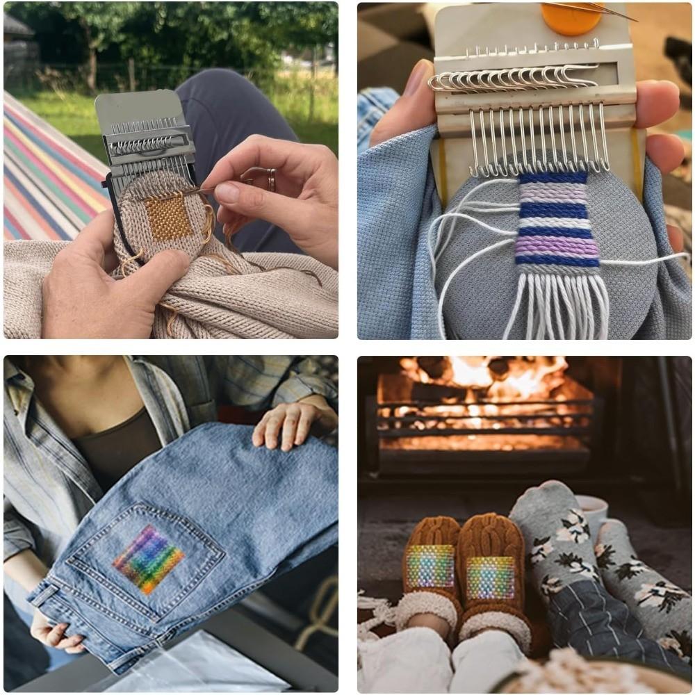 Knit Patch Kit Patchmaker 2.0, Portable Darning Loom for Beginners, Hole Repair on Socks, Clothes & Jeans, Quick Sewing Repair, Sewing Supplies Crafts, Needle Crafts Kit