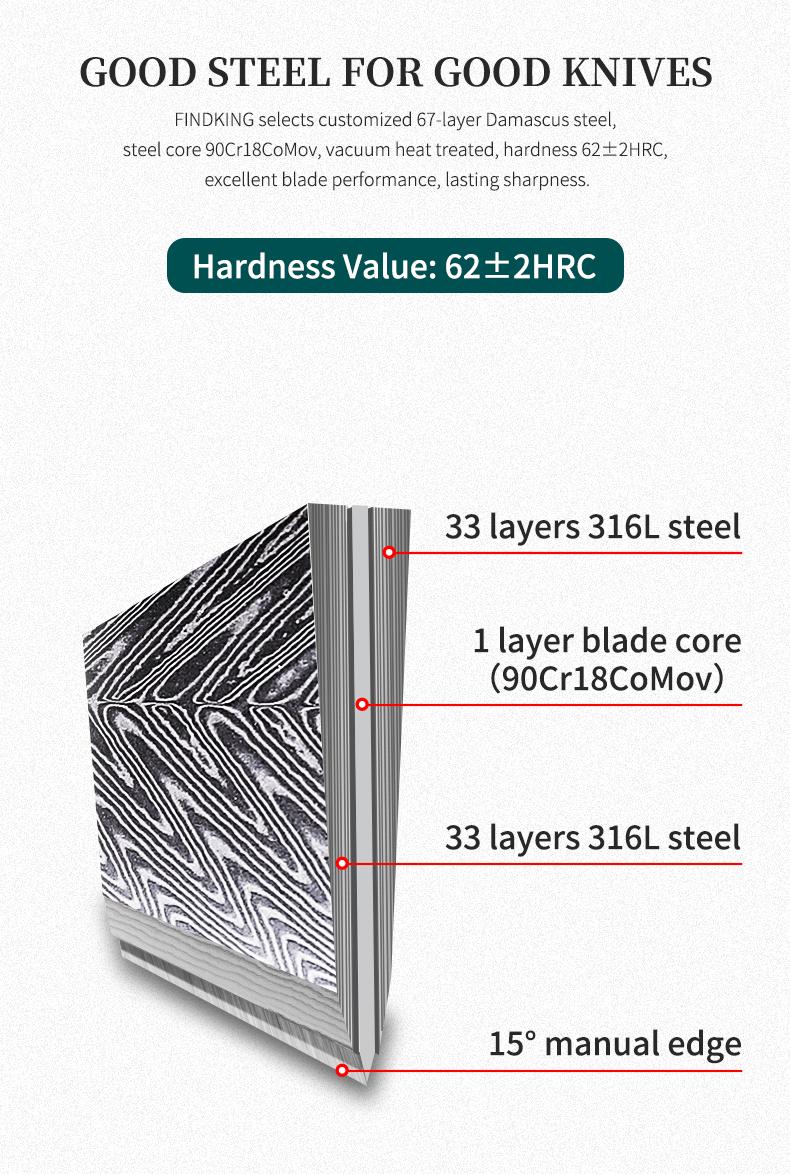 FINDKING 8 Inch Gyuto Chef Knife, Professional Japanese 67 Layers Damascus Steel Kitchen Knife, Resin Abalone Shell Handle, Razor Sharp Professional Meat Cutting Knife with Gift Box for Family, Restaurant, Cutting Vegetables, Meat and Fruits for Kitchen