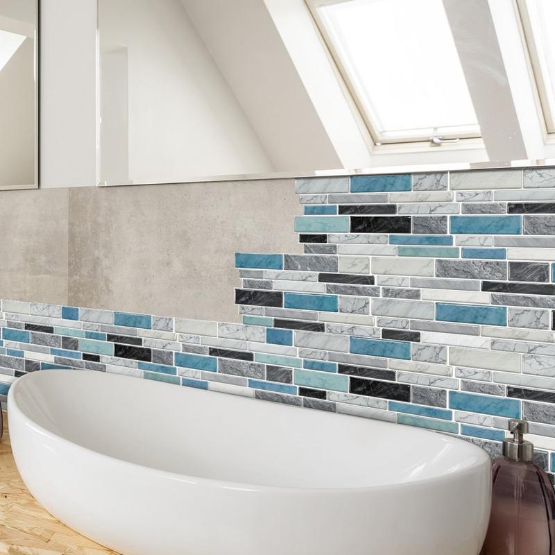 FLOLEOPA 48-Piece Peel-and-Stick Wall Decals Kitchen & Bathroom Splashback Protection Waterproof, Oil-Resistant, Heat-Resistant Ideal for Dining Rooms, Schools, and Office Wall Decor Marble Pattern Stickers, Tile Decals, Wall Panels