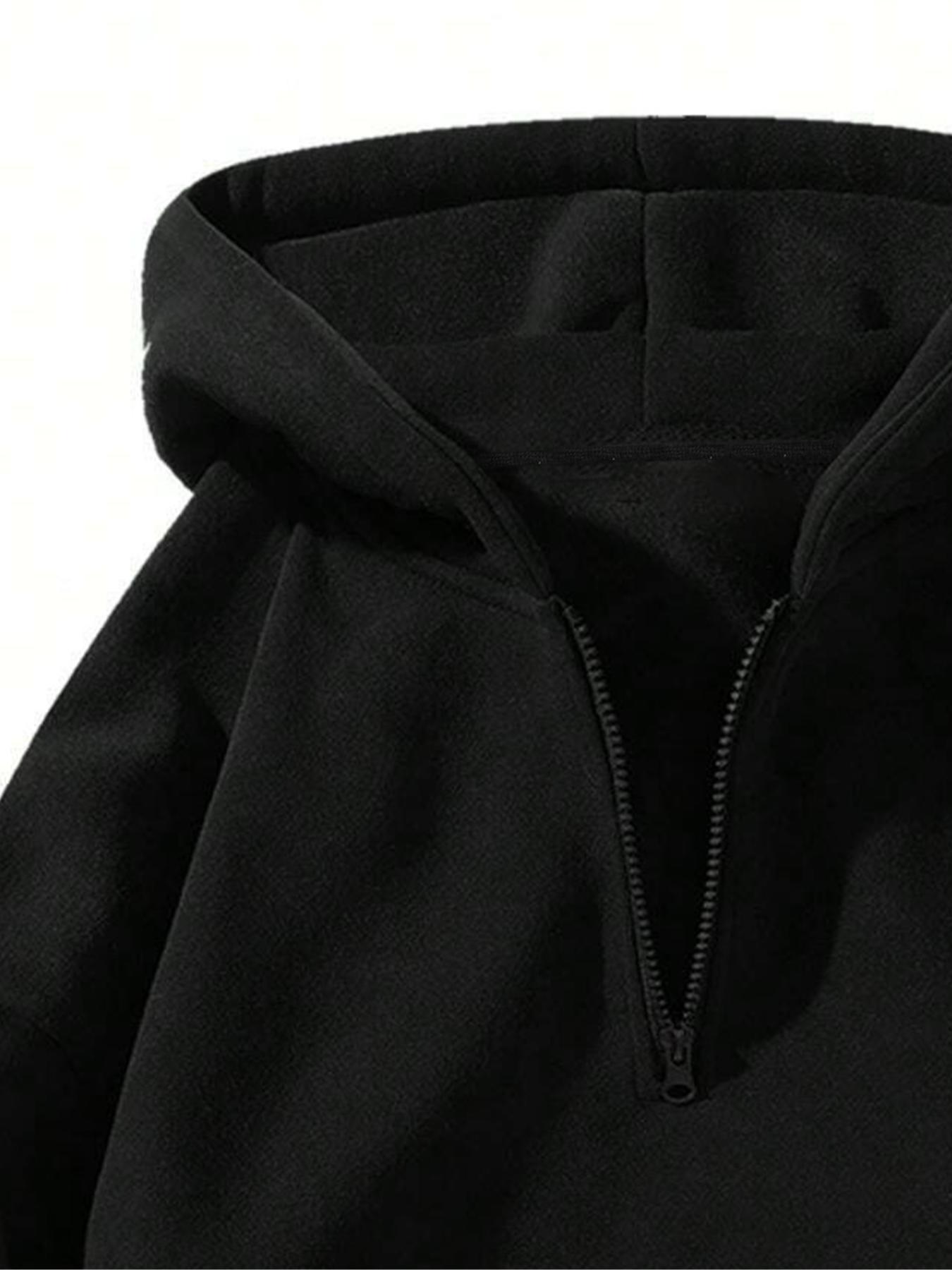 Men's Letter Print Zip Up Hoodie, Regular Fit Casual Long Sleeve Graphic Hooded Sweatshirt for Fall & Winter, Men's Top for Daily Wear, Casual Sports Hoodie, Hoodie Print Hoodies